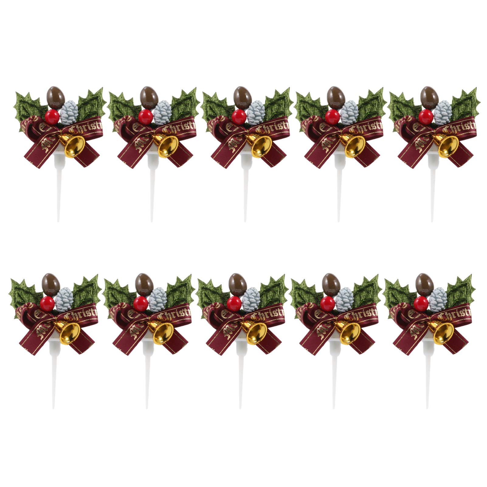 PartyKindom 10Pcs Christmas Cake Toppers - Holiday Cake Decorations for Christmas Party, Birthday, Wedding & Special Occasions
