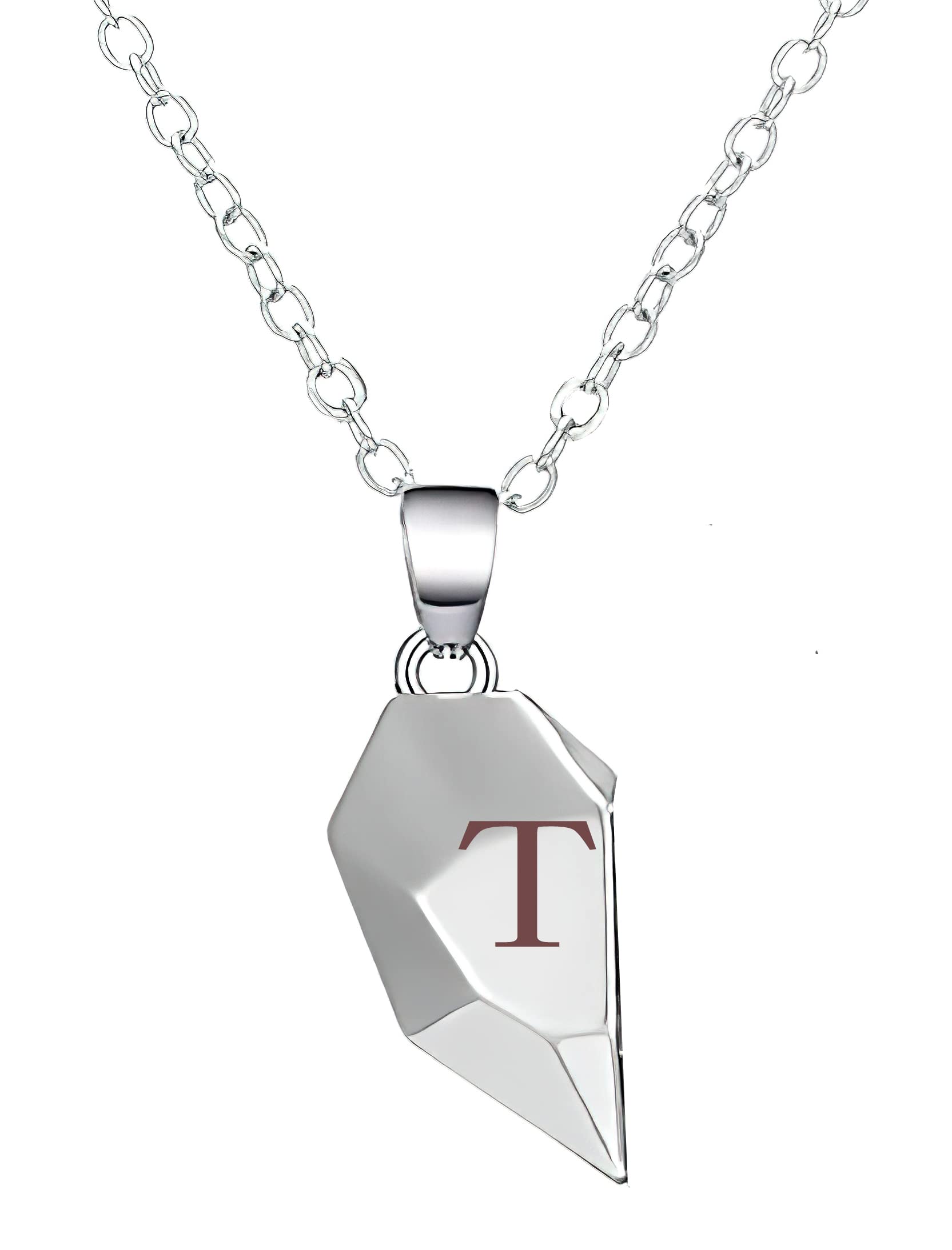 Matching Couples Necklaces - Initial Heart Pendant Necklace for Couples, Best Friend Magnetic Heart Jewelry - Valentine's Day Gifts for Girlfriend, Boyfriend, Anniversary - Perfect for Date Night, Romantic Surprises & Couple Photos