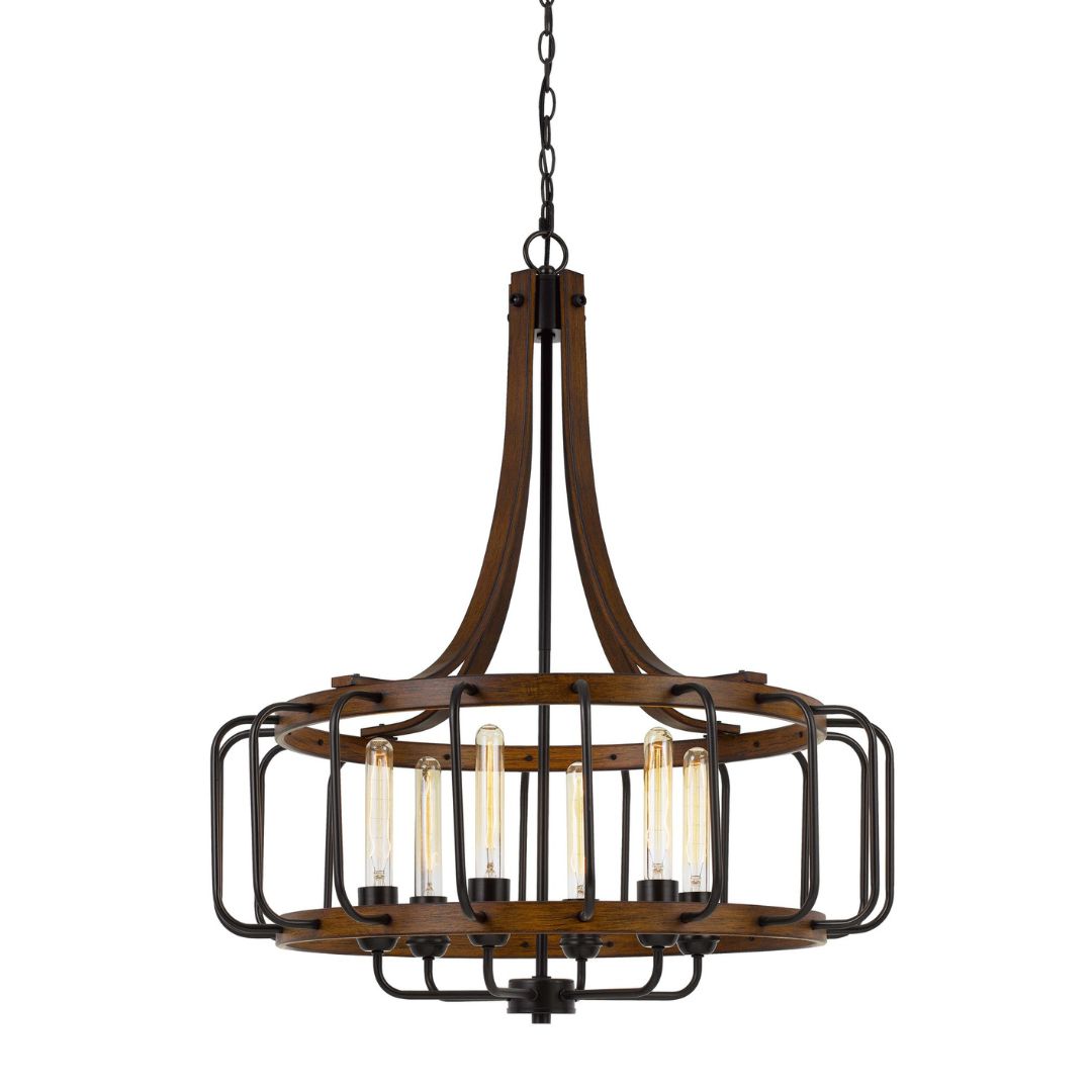 Cal Lighting Kellia 60W X 6 Metal Chandelier - Modern Ceiling Light Fixture for Dining Room, Living Room & Bedroom | Dimmable LED Chandelier with 6 Lights