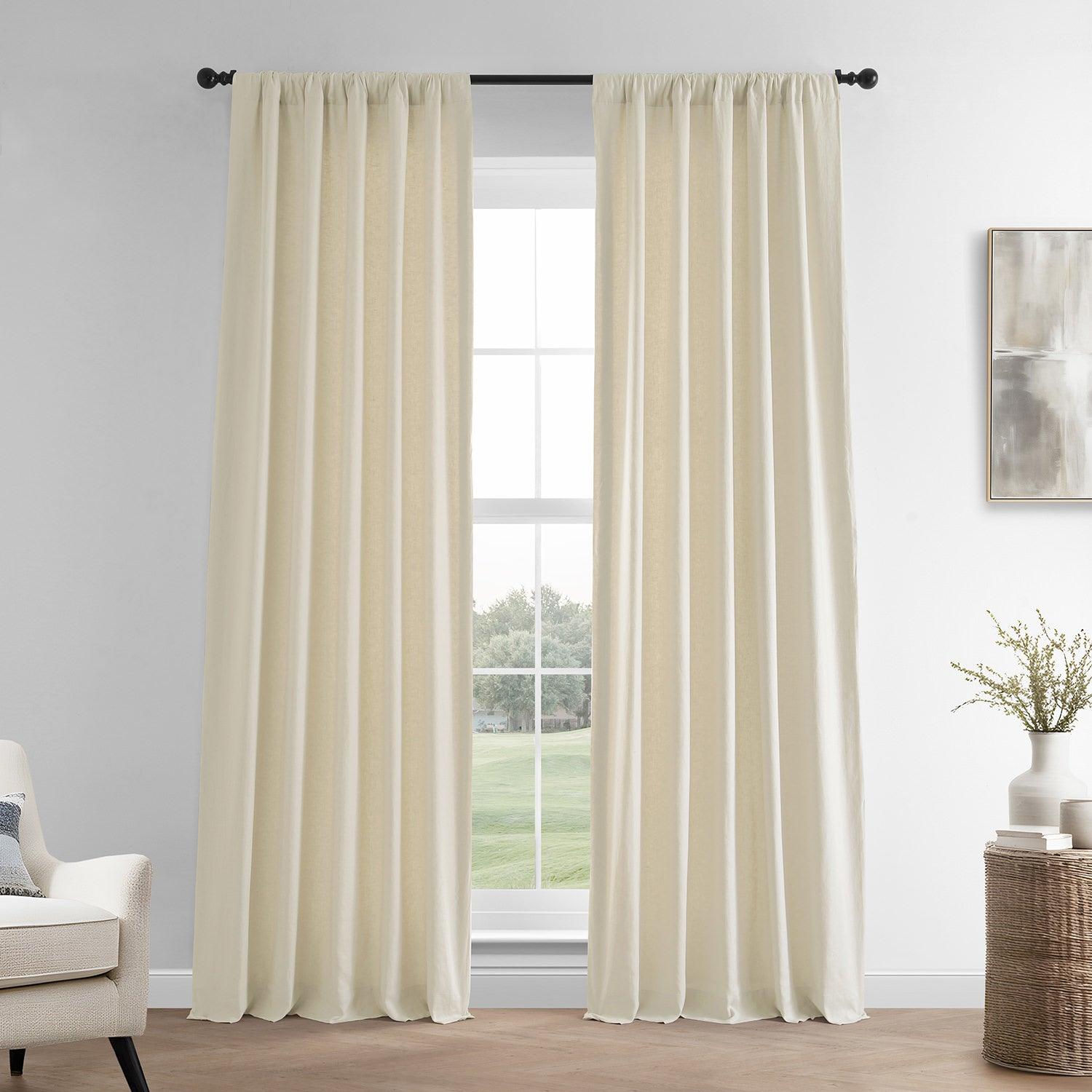 Premium French Linen Blackout Curtains - Elegant Vintage Style for Bedroom & Living Room - Light Blocking Window Treatments for Better Sleep & Privacy