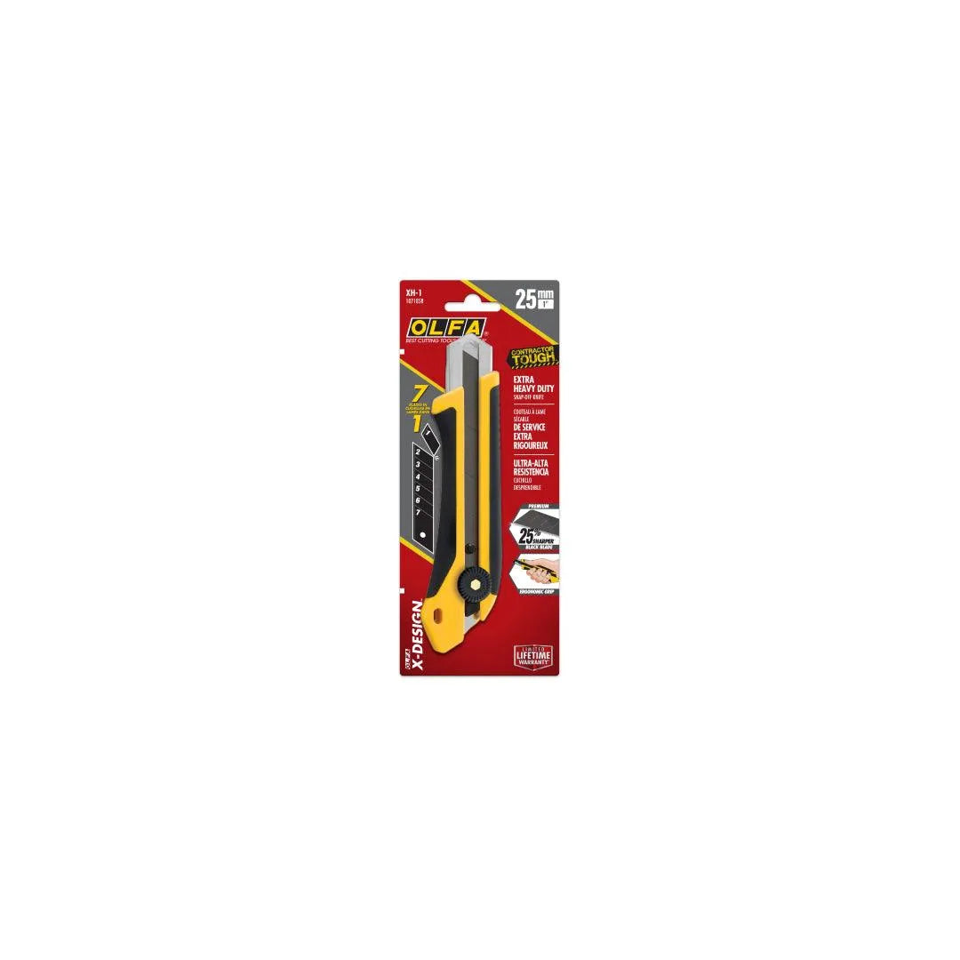 25mm XH-1 Fiberglass Reinforced Heavy Duty Ratchet Lock Utility Knife - Professional Cutting Tool for Construction, Packaging & DIY Projects