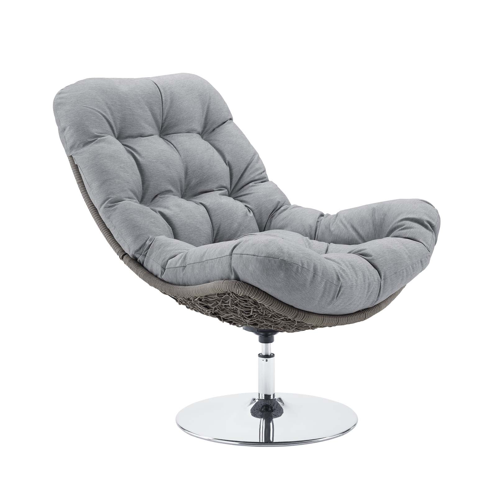 Brighton Wicker Rattan Outdoor Patio Swivel Lounge Chair - Comfortable Rotating Garden Furniture for Poolside, Deck, and Backyard Relaxation