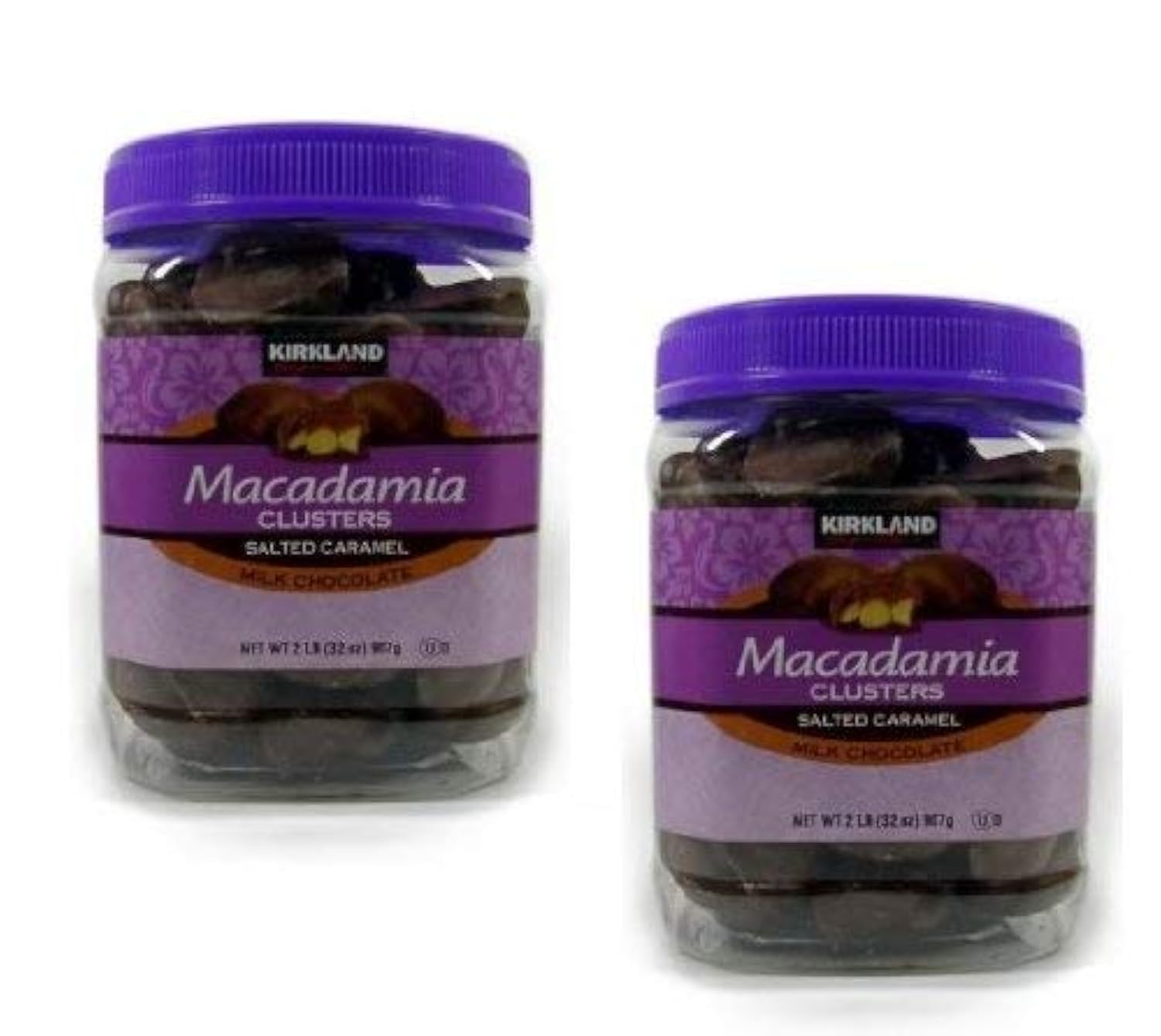 Kirkland Signature Macadamia Nut Clusters with Salted Caramel & Milk Chocolate - 2 Pack (2 Lb Each) | Gourmet Snacks for Gifting, Parties & Holiday Treats