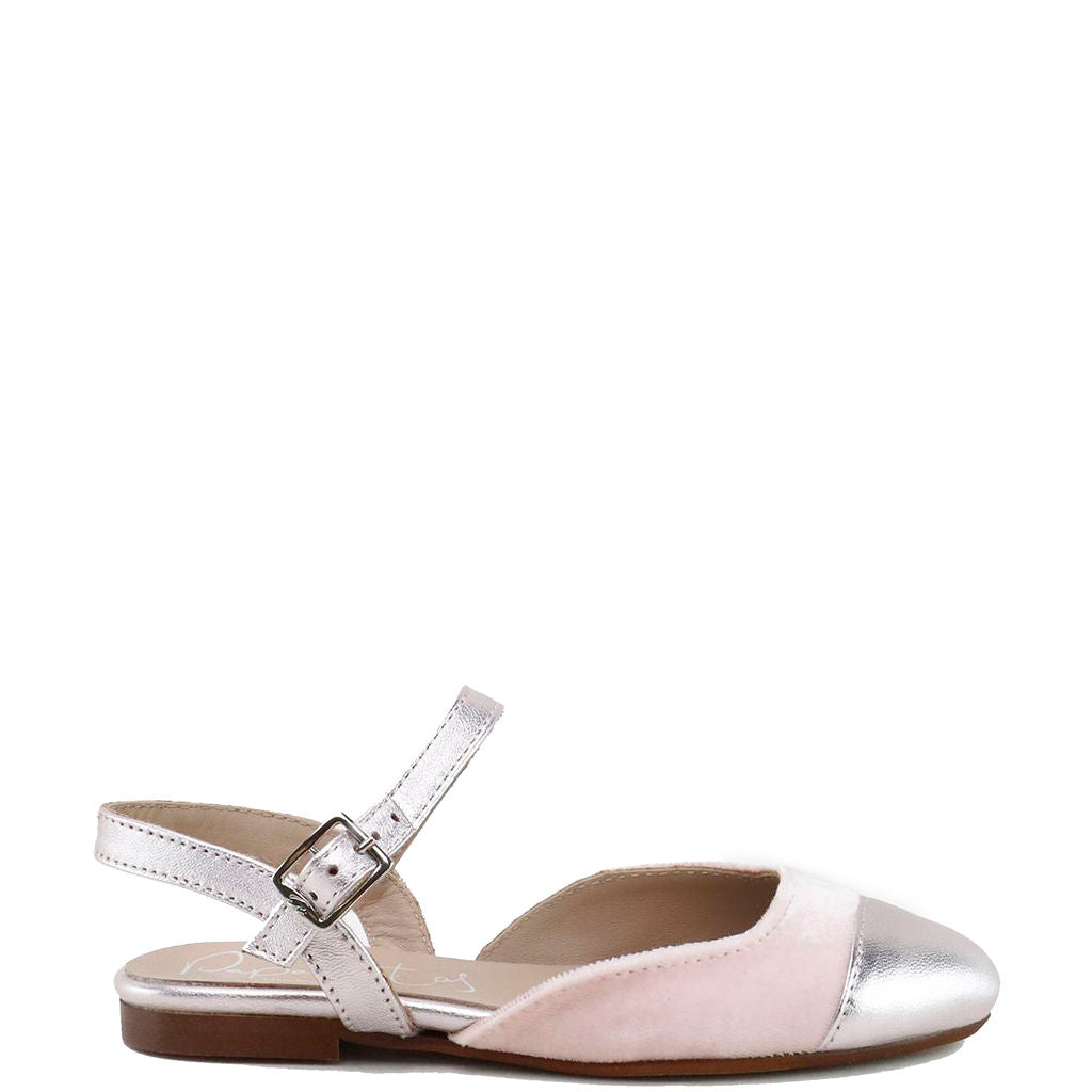 Papanatas Baby Pink & Silver Buckle Slingback Heels - Elegant Women's Dress Shoes for Weddings, Parties & Special Occasions