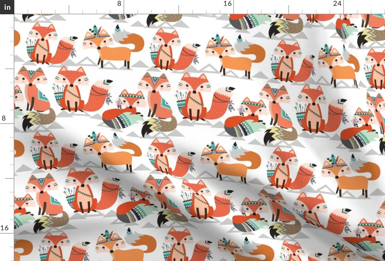 Boho Woodland Foxes & Arrows Printed Minky Fabric Fat Quarter - Soft Sewing Material for Baby Blankets, Quilt Backing & Plush Toys - DIY Craft Projects & Nursery Decor