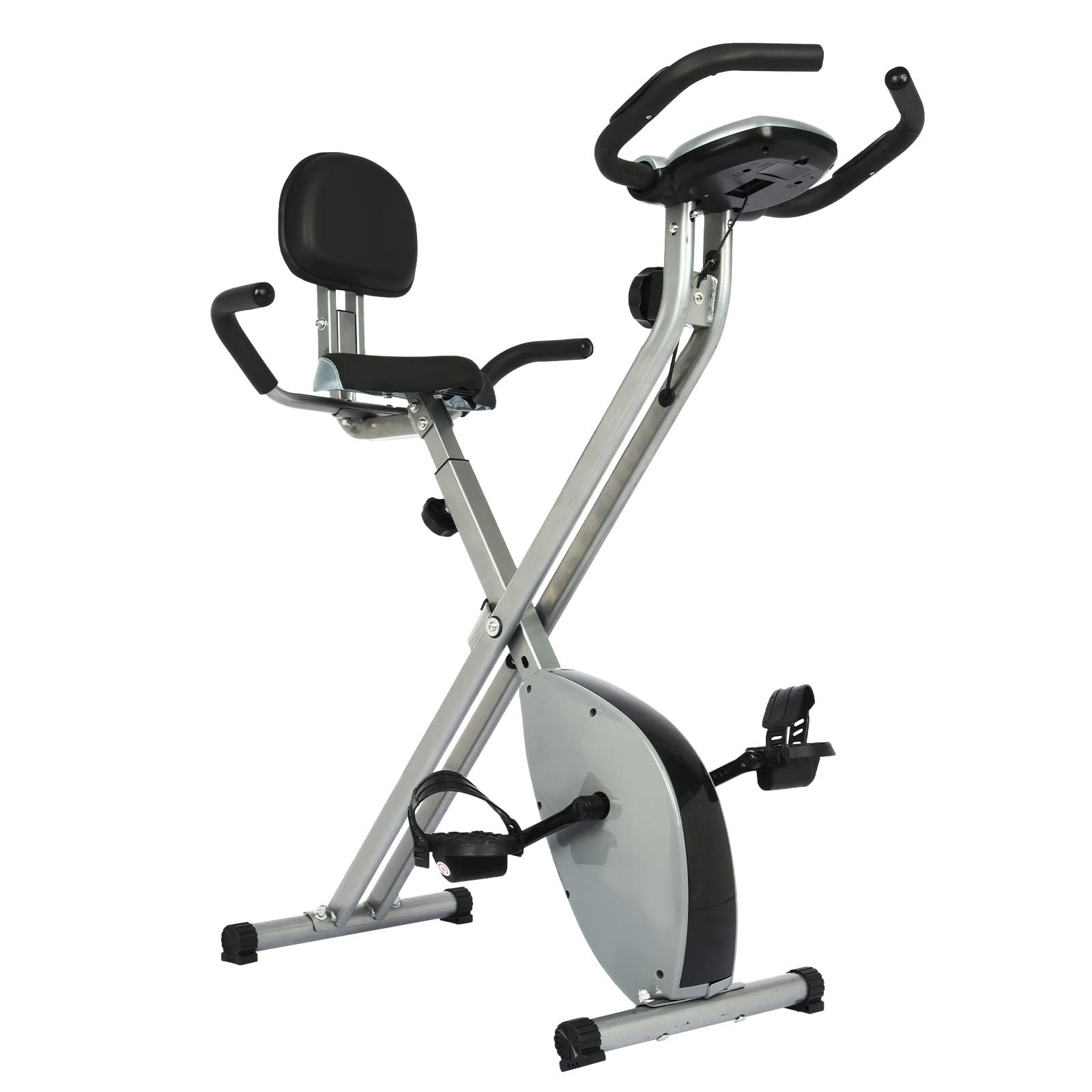 Foldable Exercise Bike for Home & Office - 8-Level Resistance Indoor Stationary Bike with Weight Bench, Perfect for Kids & Adults - Ideal for Home Gym, Cardio Workouts & Fitness Training