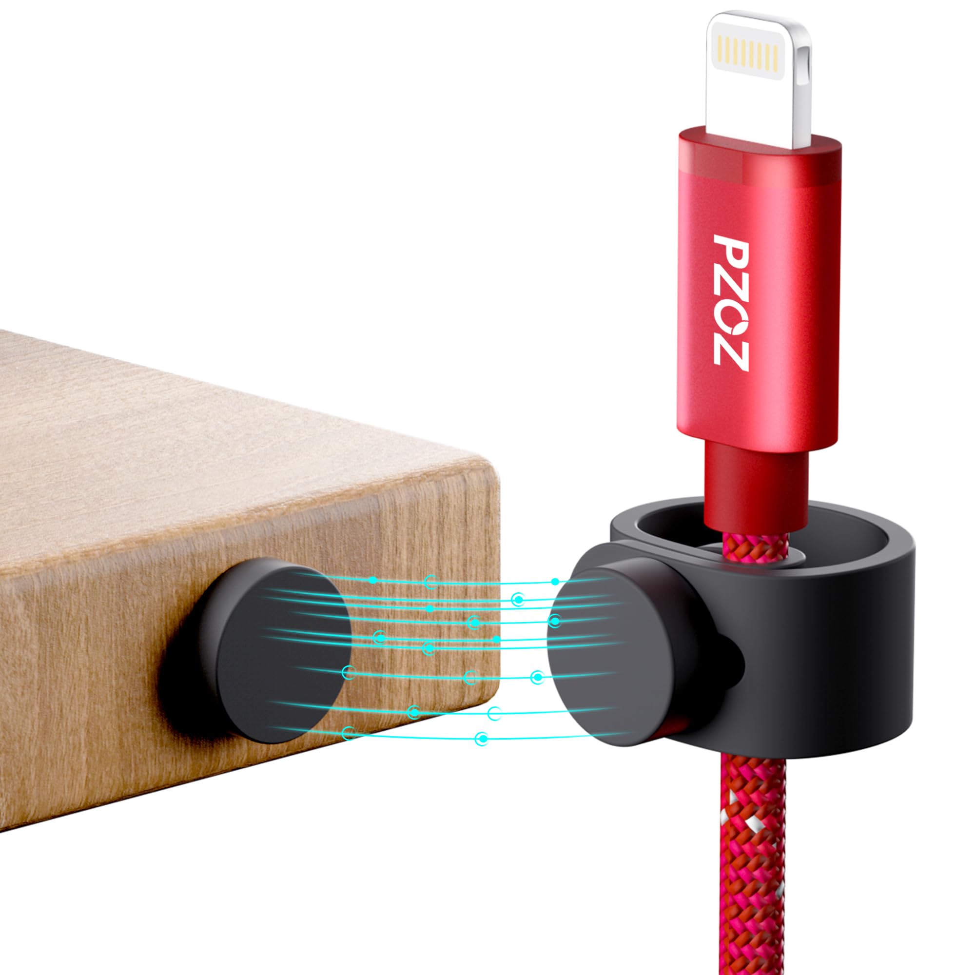 PZOZ (5 Pack) Reusable Magnetic Cable Ties with Strong Magnet Base - Elastic Silicone Cord Organizer for iPhone Charger, Desk, Car & Travel Accessories - Perfect for Home Office, Vehicle & On-the-Go Organization (Black)