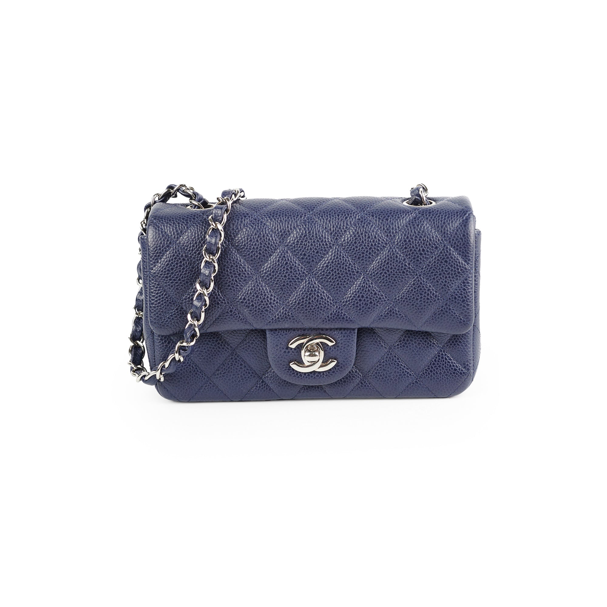 Chanel Mini Rectangular Flap Bag in Navy Blue Caviar Leather - Perfect for Evening Events & Luxury Fashion Accessories