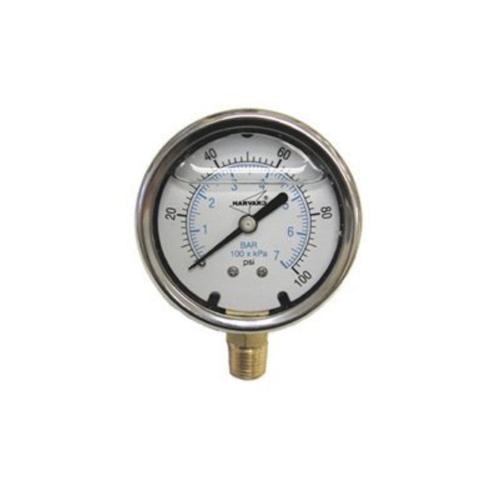 Lead-Free Liquid Filled Pressure Gauge 0-300 PSI - Industrial Grade, Shockproof, for Hydraulic Systems, Oil & Gas Applications