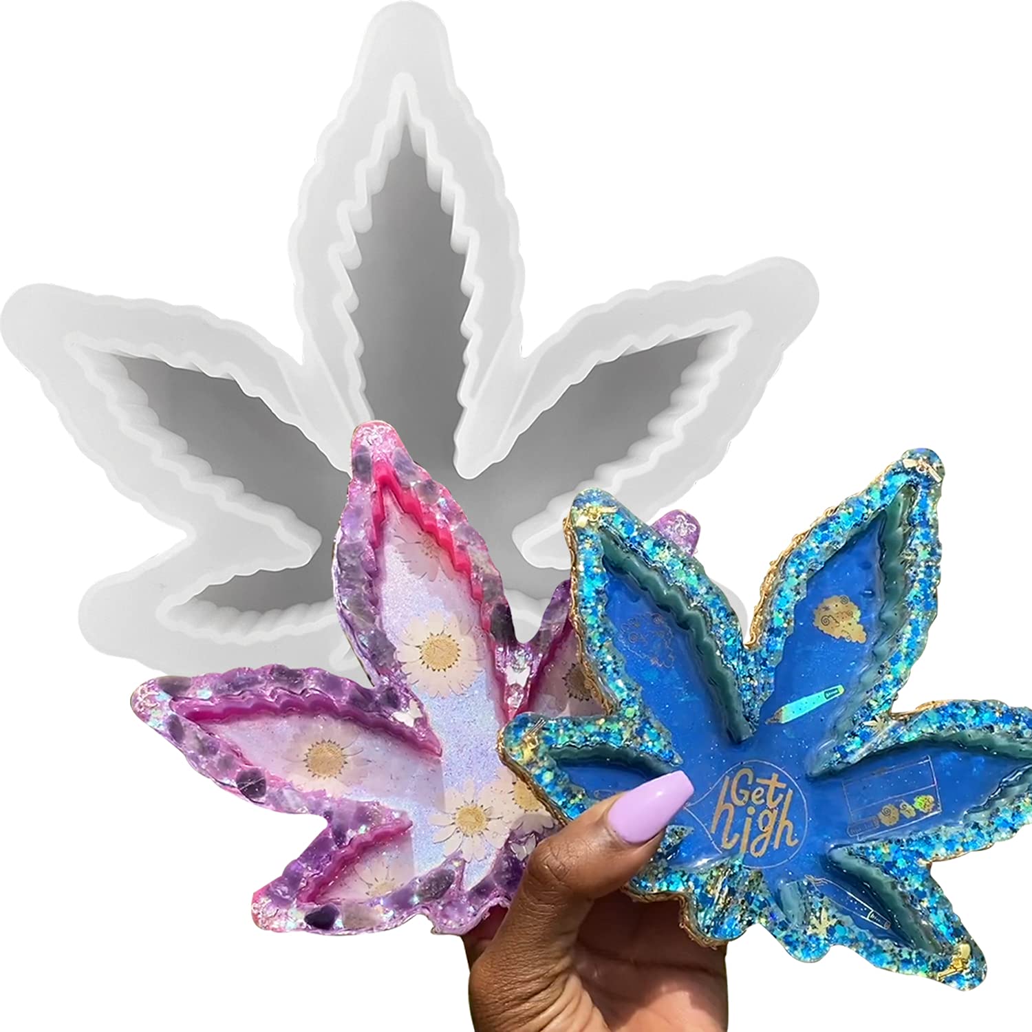 Maple Leaf Resin Mold - Premium Silicone Weed Leaf Mold for DIY Jewelry, Storage Boxes & Home Decor - Perfect for Fall Crafts, Halloween Decorations & Cannabis-Themed Gifts (1PC)