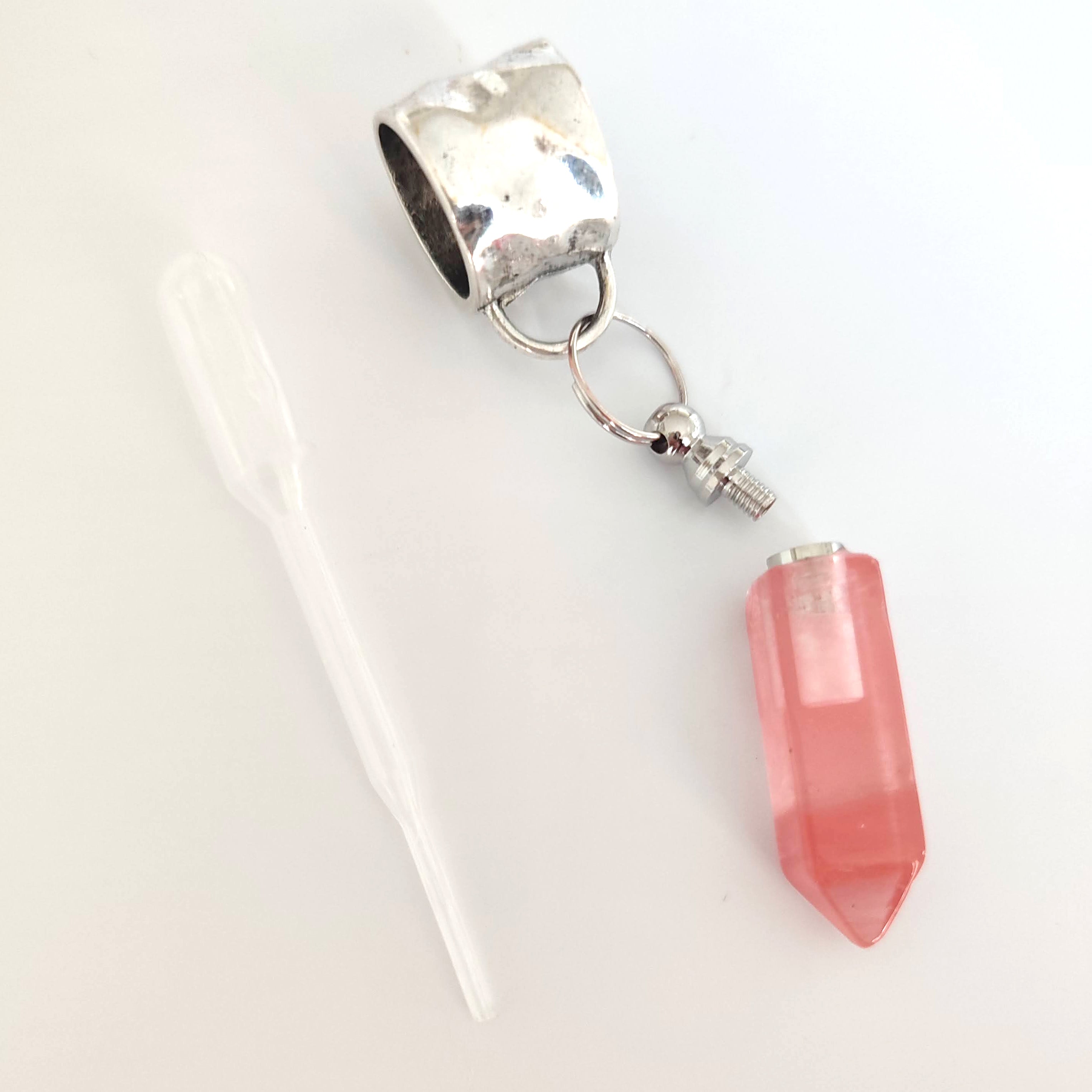 Elegant Rose Quartz Perfume Bottle with Pipette - Scarf Jewelry Accessory for Women | Perfect for Gifting, Home Decor & Aromatherapy