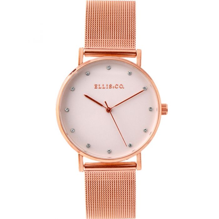 Ellis & Co 'Broadway' Rose Gold Mesh Women's Watch - Elegant Fashion Accessory for Office, Party & Everyday Wear