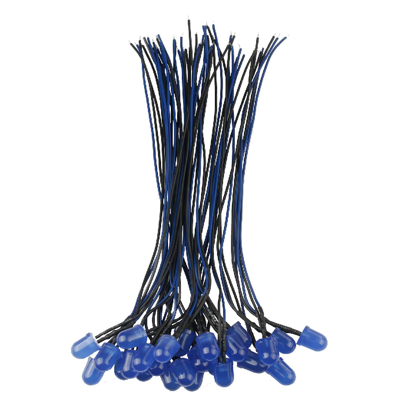50pcs 12V 10mm Blue LED Lights - Pre-Wired 7.9 Inch Diffused Lens DC 12v LED Bulbs for DIY Electronics, Car Interior Lighting, Model Kits & Home Decoration
