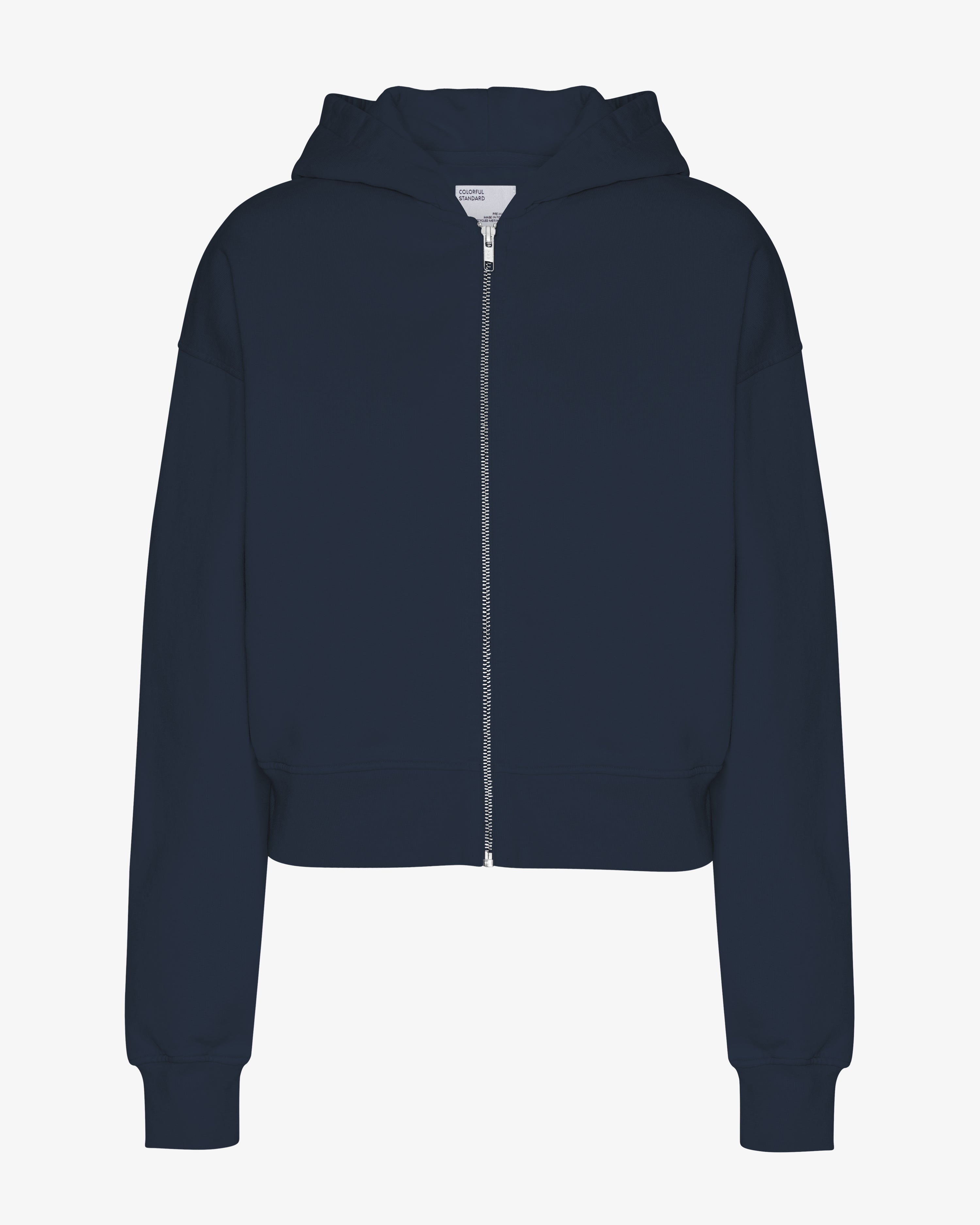 Organic Crop Zip Hoodie for Women - Navy Blue Pullover Sweatshirt | Casual Streetwear, Gym, Lounge Wear