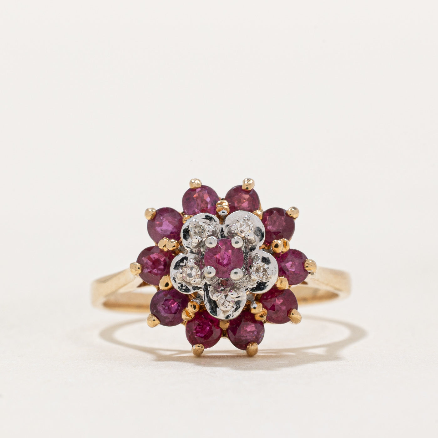 10K Ruby and Diamond Cocktail Ring - 0.50ctw Ruby with 0.02ctw Diamonds - Size 6.5 - Elegant Evening Wear & Special Occasion Jewelry Gift