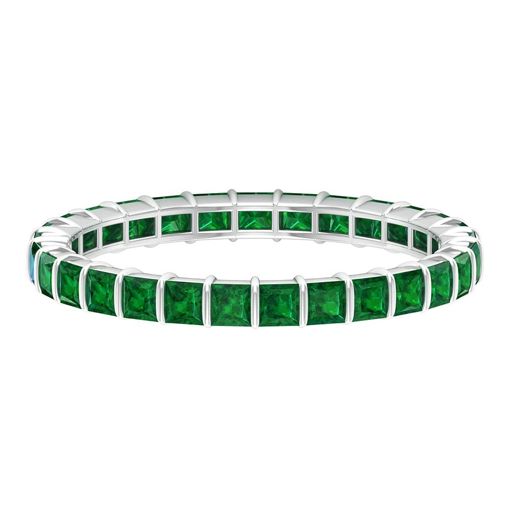 1.25 CT Princess Cut Emerald Eternity Ring - 14K Solid Gold May Birthstone Ring for Women, Green Emerald Full Eternity Band, Perfect for Anniversary, Engagement, Wedding & Everyday Elegance