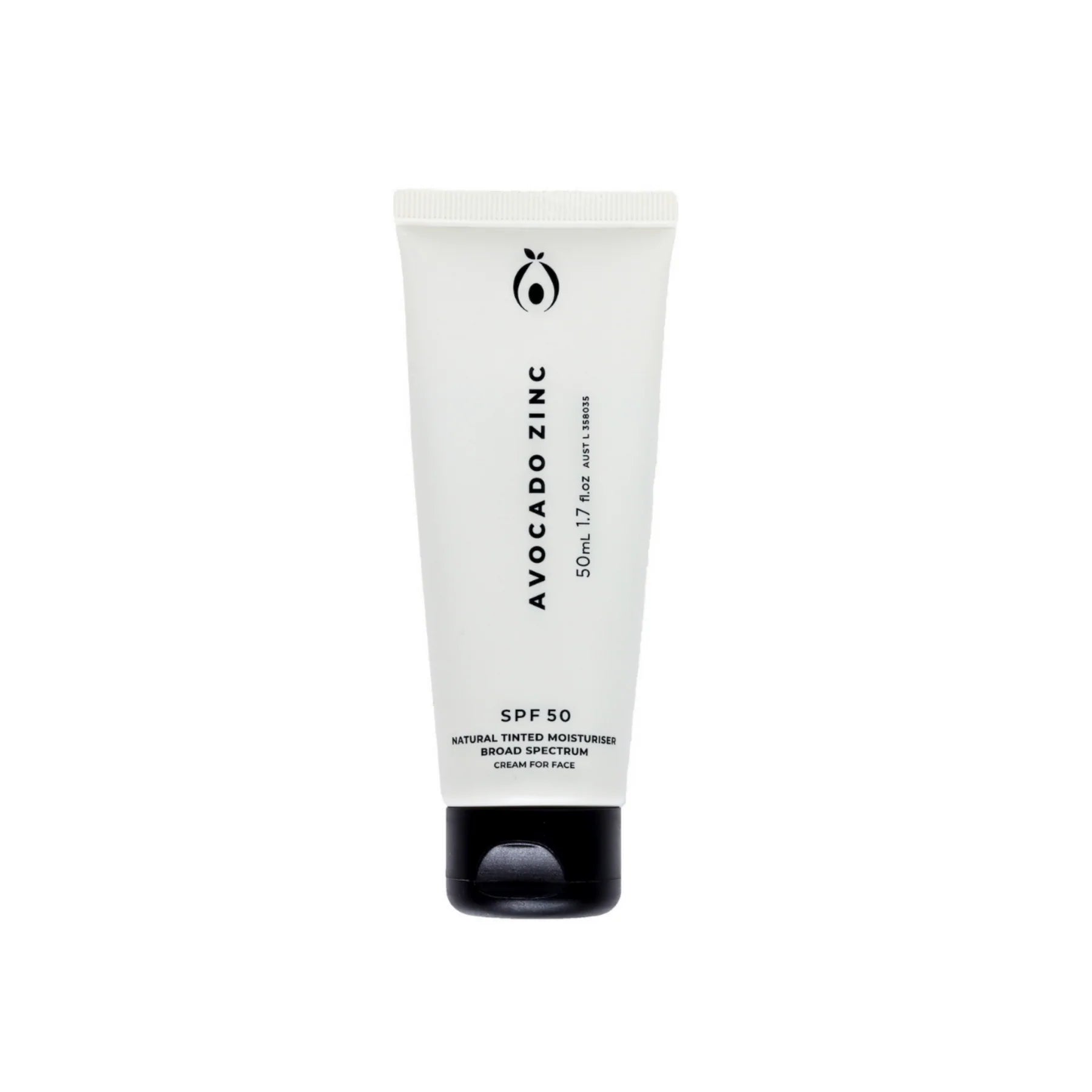 Avocado Zinc SPF50 Natural Tinted Moisturizer for Face - Light to Medium Coverage, Vegan & Reef-Safe Sunscreen - Perfect for Daily Wear & Outdoor Activities