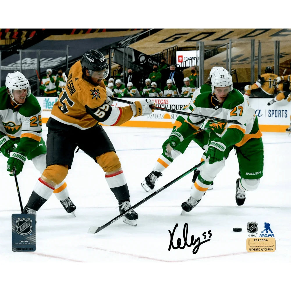 Keegan Kolesar Autographed Vegas Golden Knights 8x10 Photo with COA & Gold Jersey Inscription - Perfect for Hockey Fans, Sports Memorabilia Collectors, and Man Cave Decor