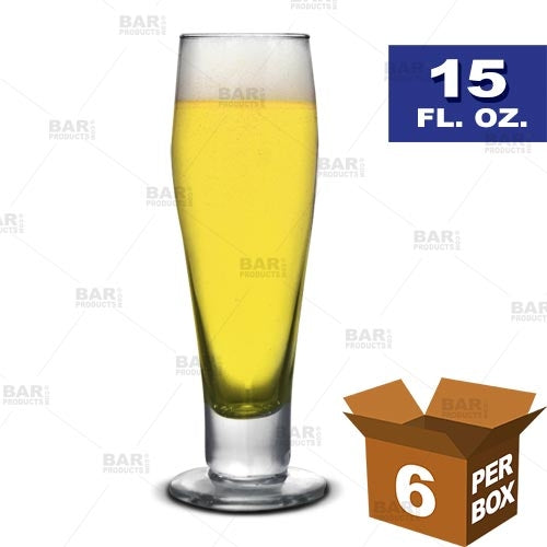 BarConic® 15 oz Footed Ale Beer Glass Set of 6 - Perfect for Craft Beer, Home Brewing, and Pub-Style Entertaining