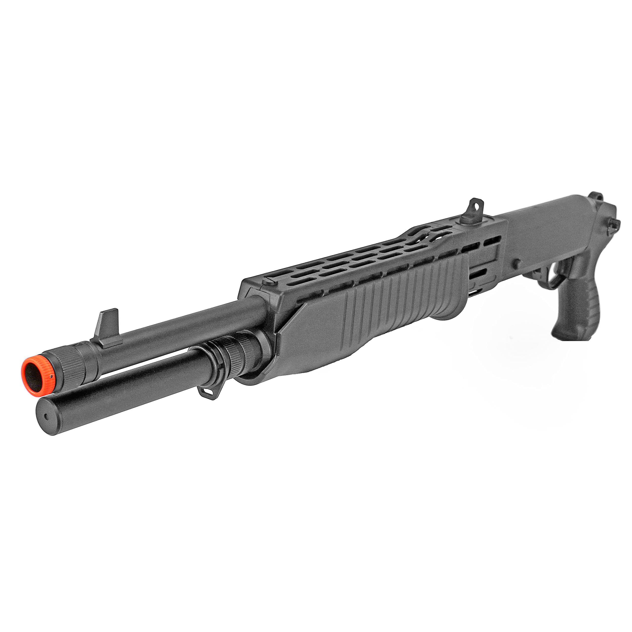 BBTac Tri-Shot Spring Airsoft Shotgun - 3 Barrel Pump Action with Shells, High FPS for Outdoor Airsoft Battles & Tactical Training