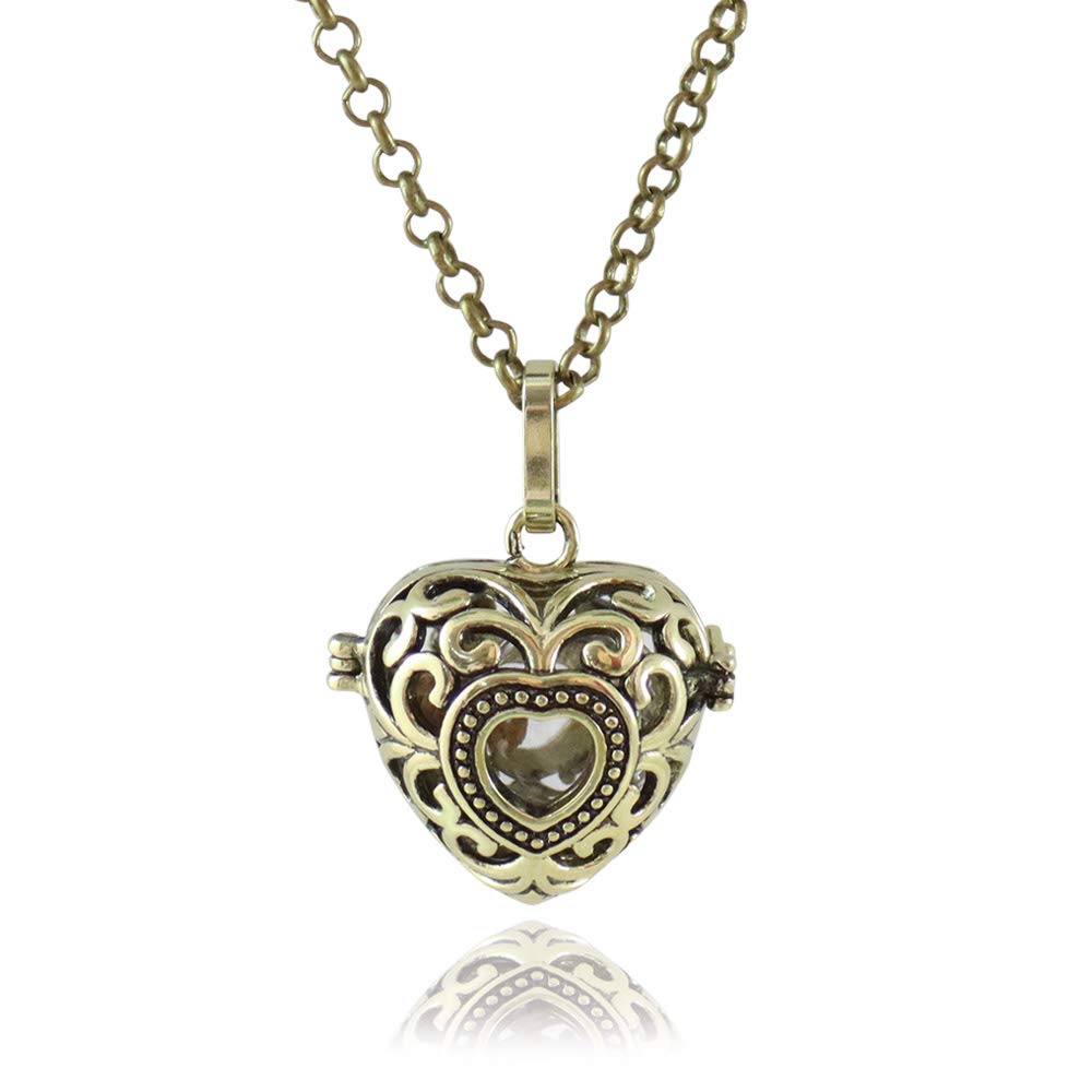 1PC Heart Filigree Hollow Cage Locket Pendant with Glass Ball - Fillable Memory Keepsake Jewelry for Ashes, Photos & Mementos - Perfect Cremation Jewelry for Loved Ones, Memorial Gifts & Sentimental Occasions