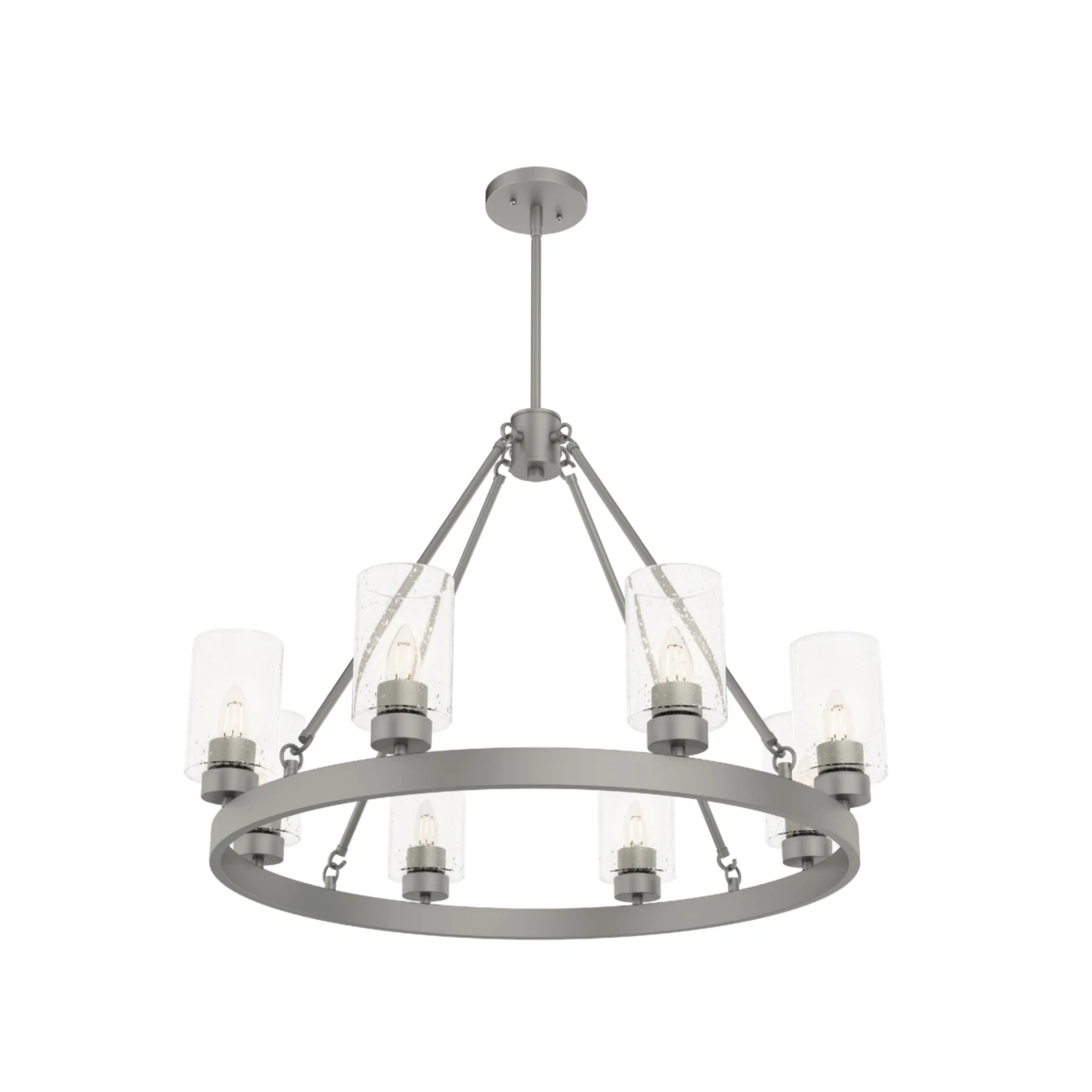 Hunter Hartland 8-Light Matte Silver Chandelier - Elegant Dining Room & Foyer Lighting Fixture for Modern Homes