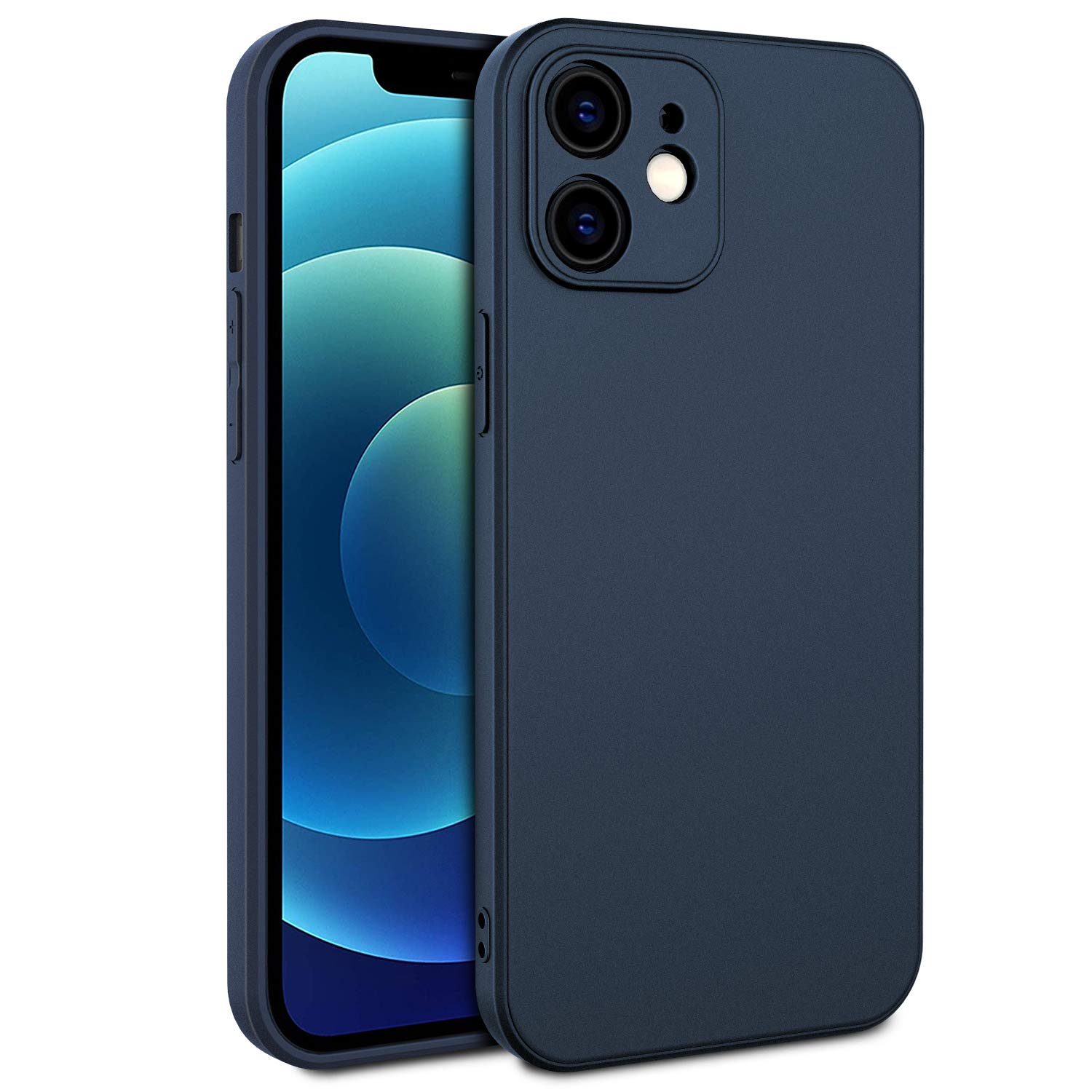 EasyAcc Slim Matte Navy Blue TPU Phone Case for iPhone 12 (6.1 inch) - Ultra Thin Protective Cover with Soft Back | Perfect for Everyday Use, Work & Travel - Dark Blue