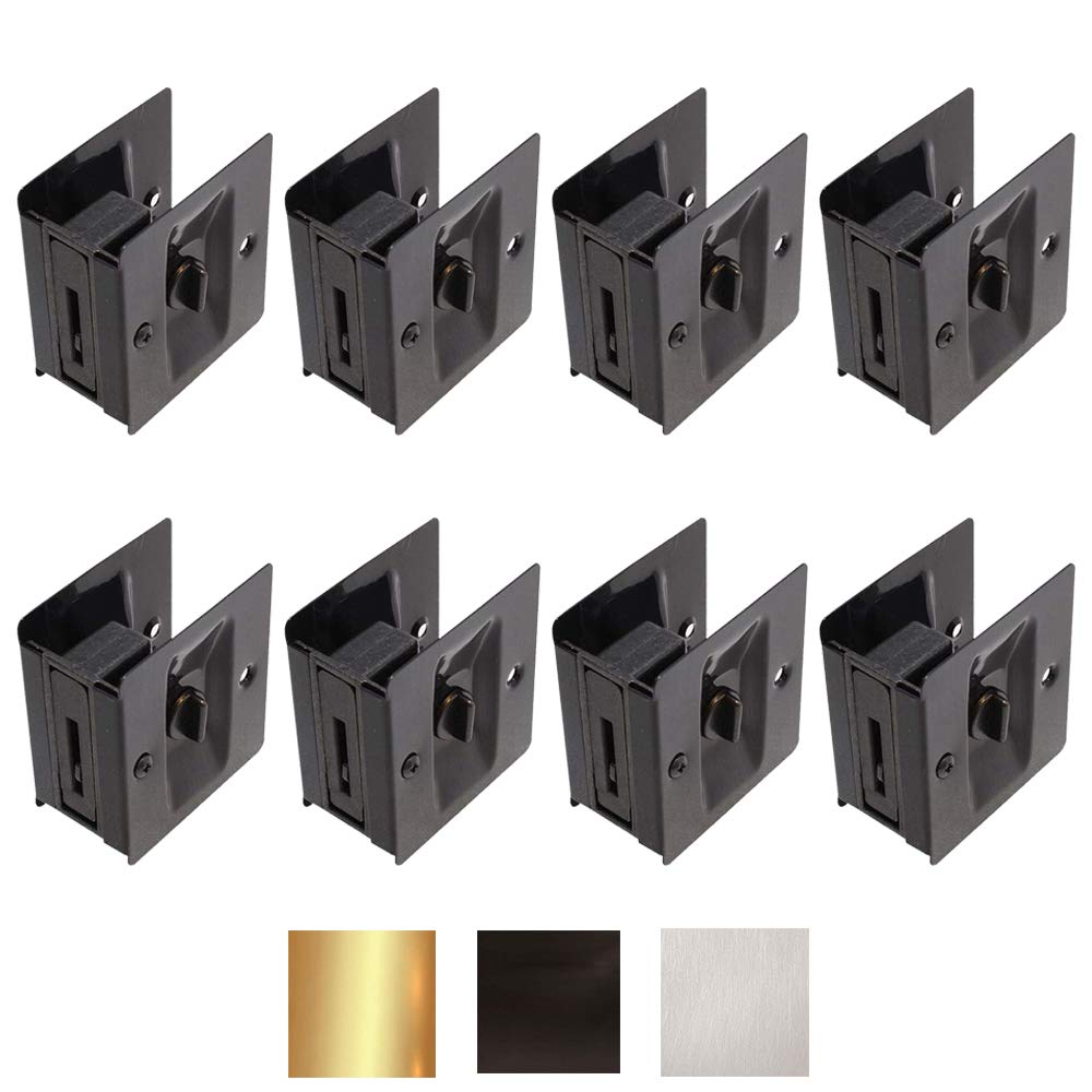 8 Pack Litepak Pocket Door Lock Privacy Sliding - Oil Rubbed Bronze Finish, Easy Installation with Screws - Perfect for Bedrooms, Bathrooms, and Closet Doors