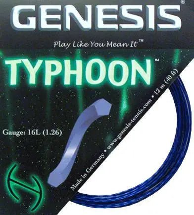 Genesis Typhoon 16L Tennis String Set - Durable Blue Polyester Strings for Tennis Rackets | Perfect for Competitive Play & Practice Sessions