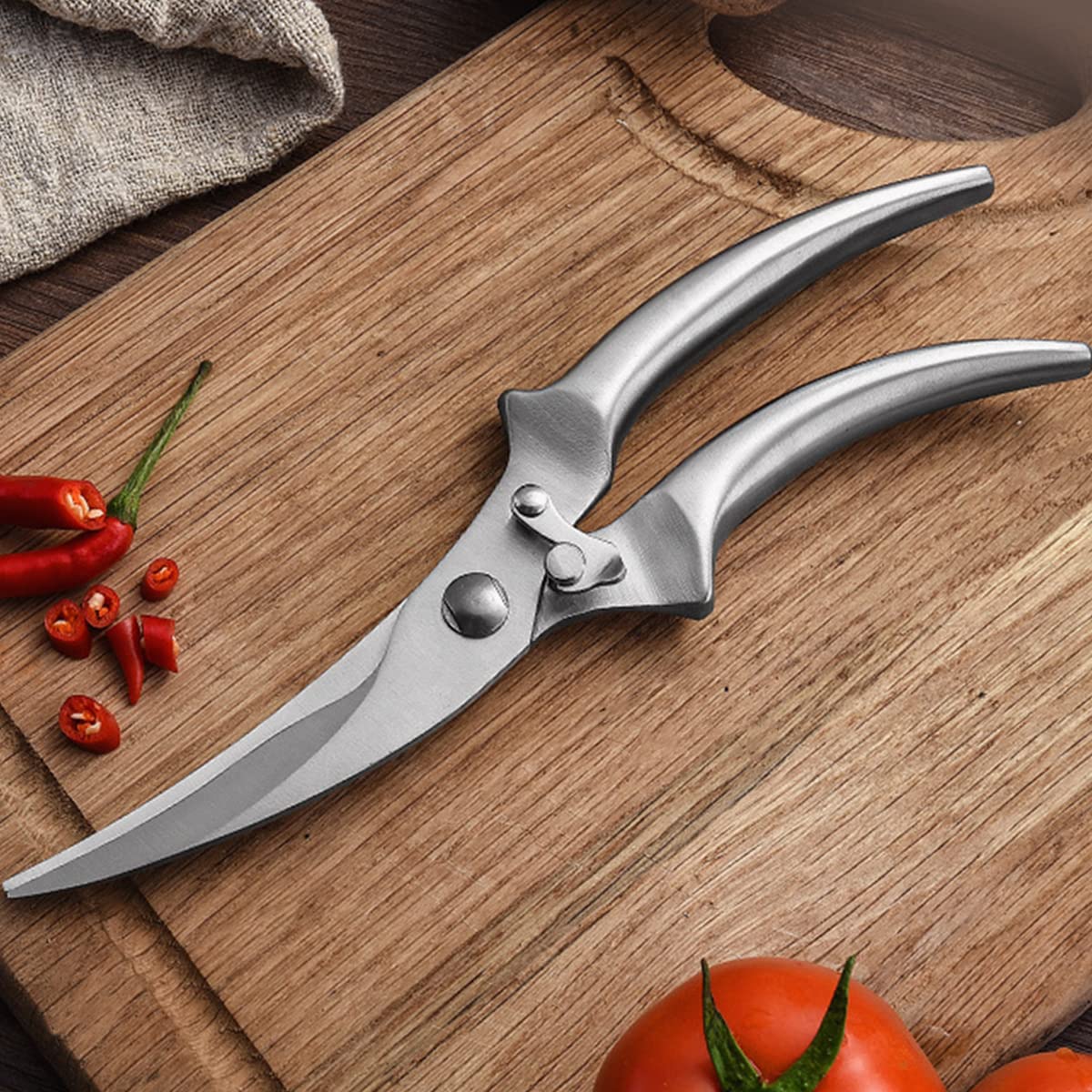 NS Heavy Duty Stainless Steel Kitchen Scissors - Premium Poultry Shears with Safety Lock for Cutting Meat, Vegetables & Bones - Ideal for Home Cooking and Professional Kitchens