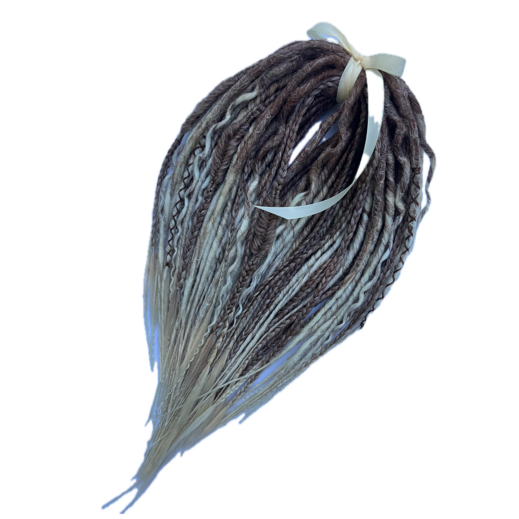 Voron Dreads Crochet Dreadlocks Extensions - Auburn to White Ombre Color - Double Ended & Single Ended Synthetic Hair Set for Boho & Festival Hairstyles
