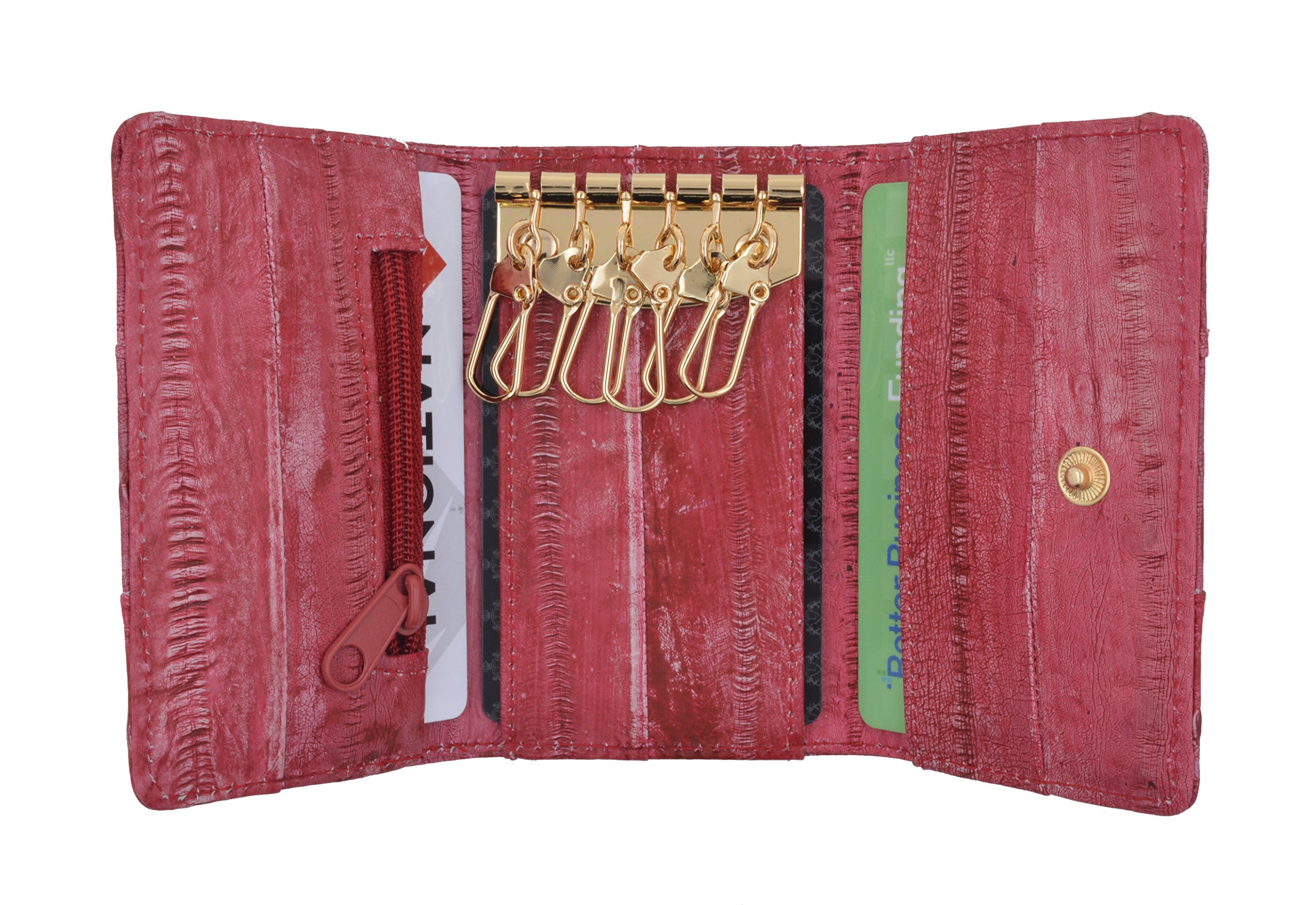 Premium Eel Skin Leather Key Case Wallet - Slim & Durable Key Organizer for Men & Women - Perfect for Home, Office, Travel & Everyday Carry