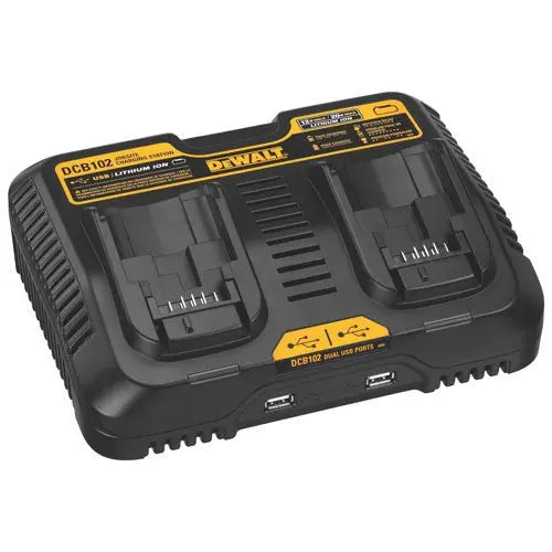 DEWALT DCB102 12V Jobsite Charging Station - Fast Charger for 12V MAX Lithium Ion Batteries - Perfect for Construction Sites, Workshops & DIY Projects