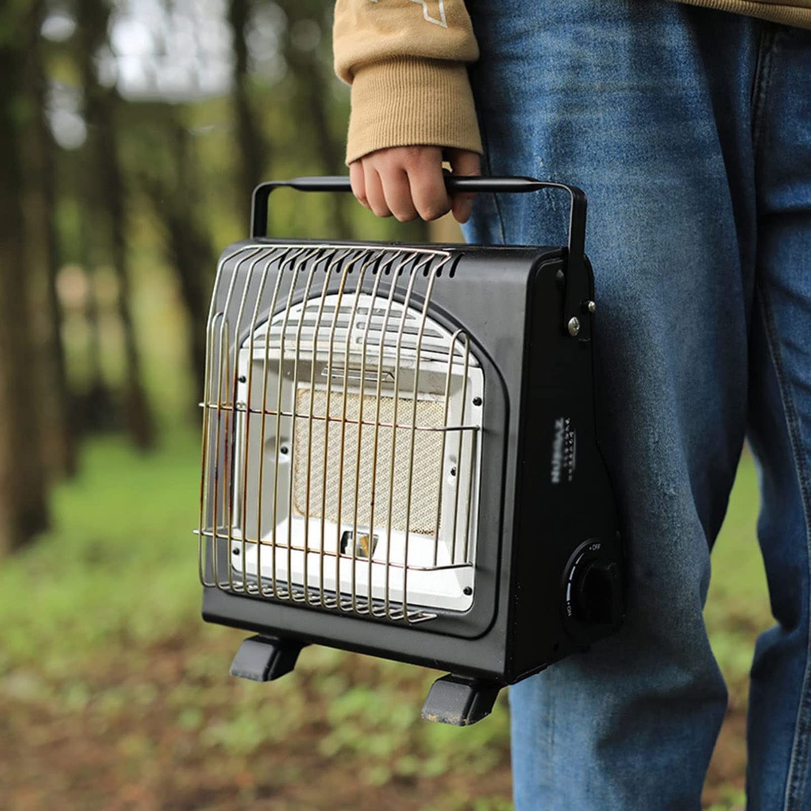 SERONI 2-in-1 Portable Butane Gas Heater with Handle - Outdoor Camping Tent Heater & Small Grill Oven for Backpacking, Picnics and Patio Cooking