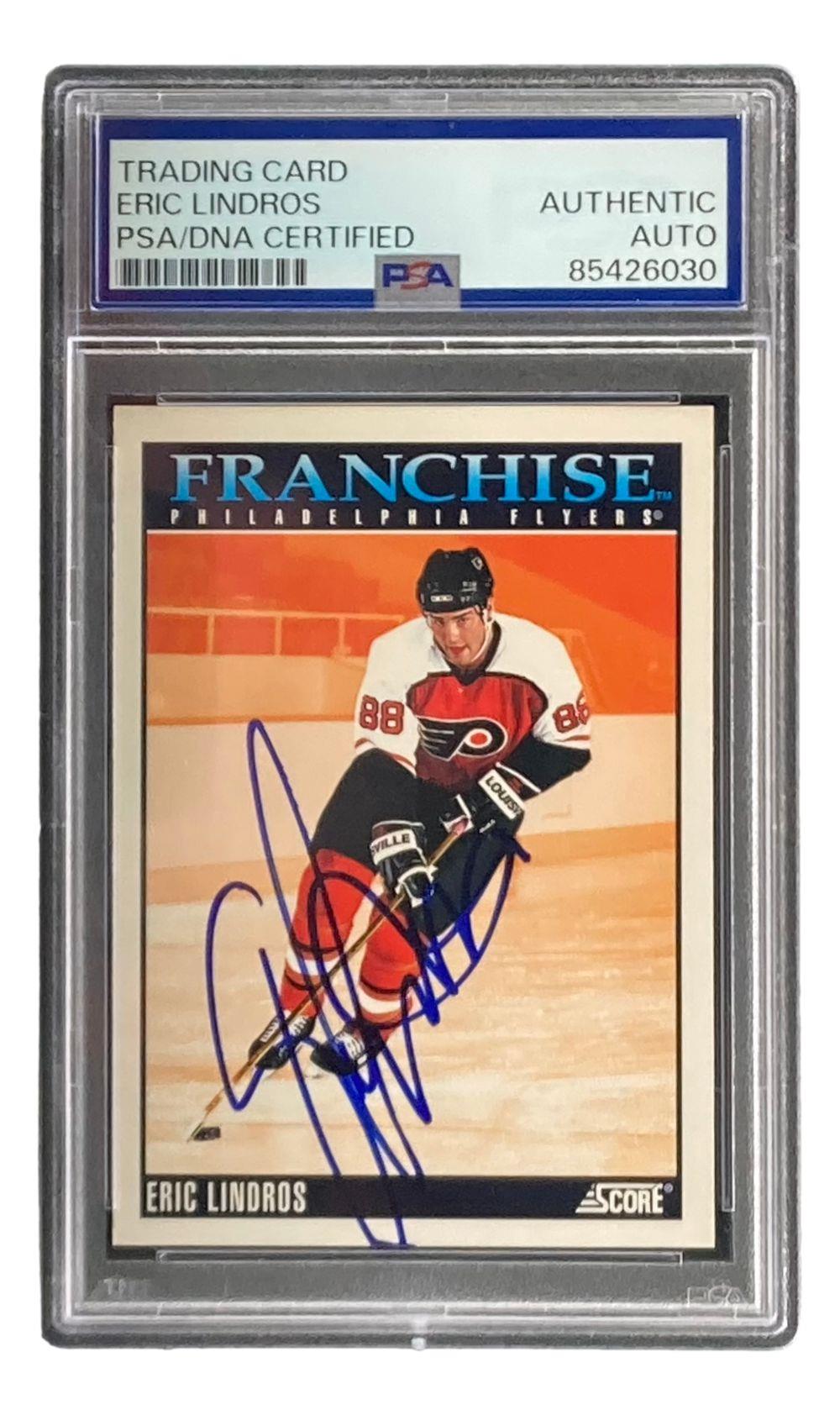 Eric Lindros Autographed 1992 Score #432 Philadelphia Flyers Rookie Card - PSA Certified 8.5 (85426030) - Perfect for Hockey Memorabilia Collections & Sports Fan Gifts