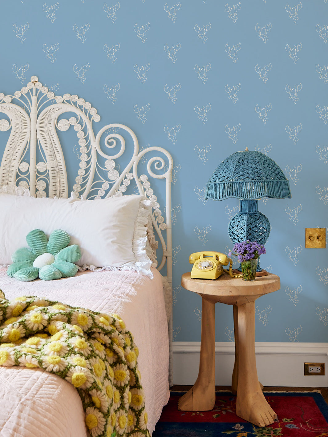 Lobsters Wallpaper by Lingua Franca - Cornflower Blue Peel & Stick Removable Wallpaper for Kitchen, Bathroom, Nursery Decor