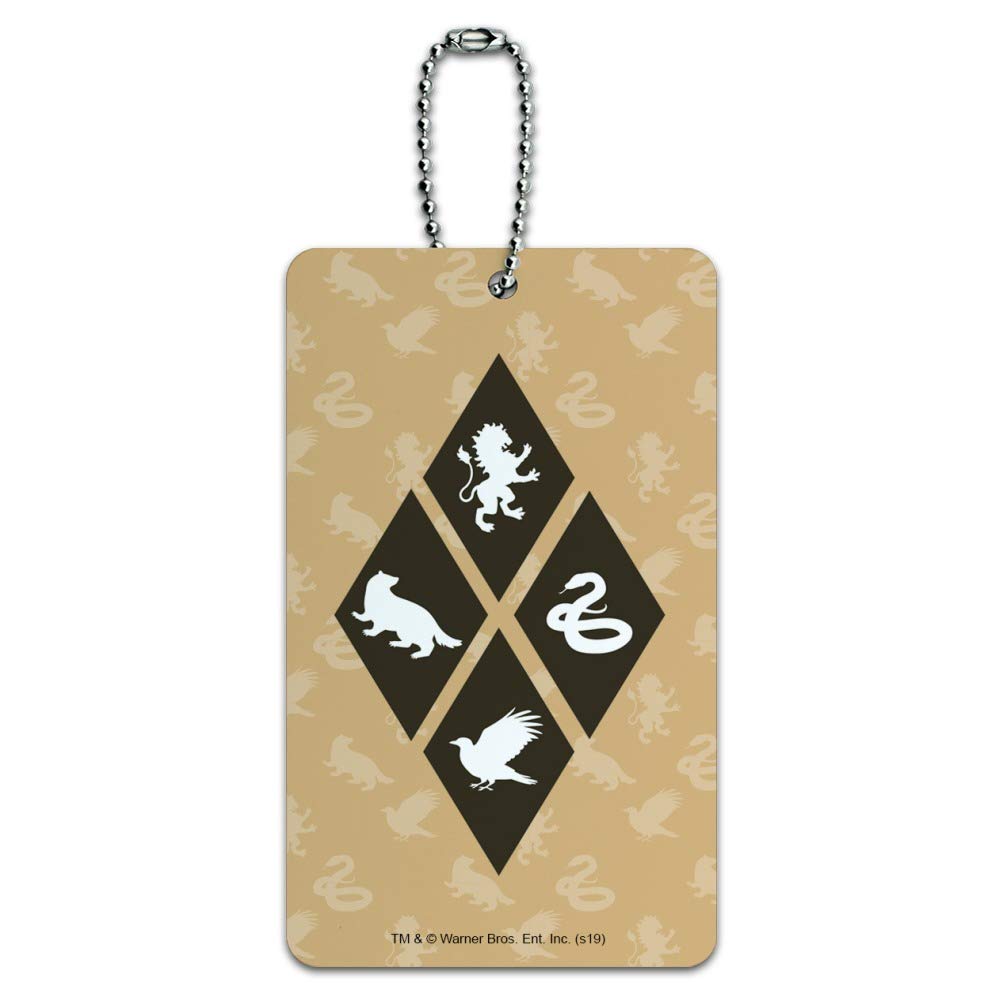 Harry Potter House Crest Diamond Luggage Tag - Personalized Suitcase ID Tag for Carry-On Bags - Perfect for Travel, Cosplay & Harry Potter Fans
