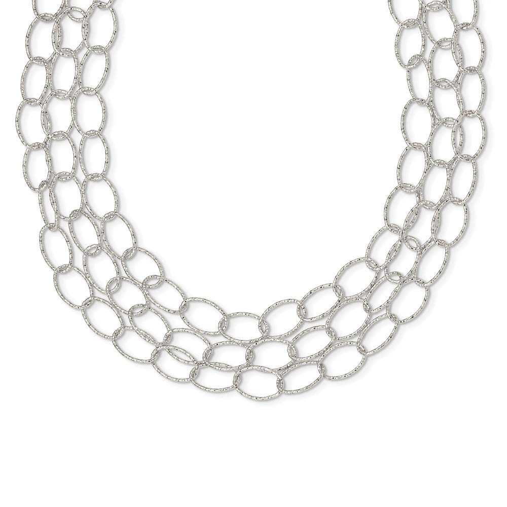 925 Sterling Silver Layered Hammered Fancy Link Necklace - 18 Inch Elegant Jewelry Gift for Women, Perfect for Weddings, Anniversaries & Special Occasions
