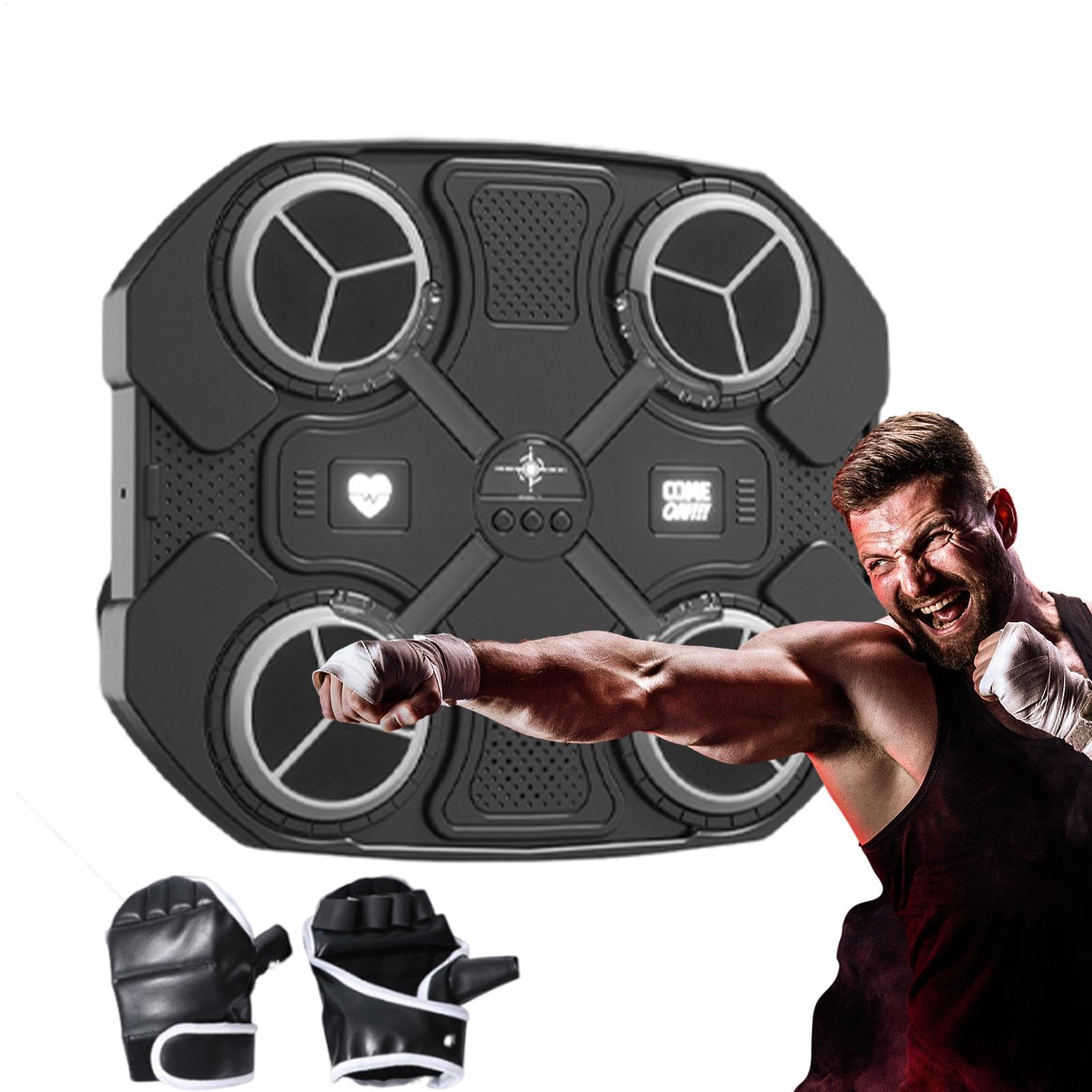 Music Boxing Machine for Adults - LED Punching Bag with Gloves, 3 Adjustable Volumes & Speeds, Home Boxing Equipment for Fitness & Stress Relief | Perfect for Home Gym, Cardio Workout & Boxing Training