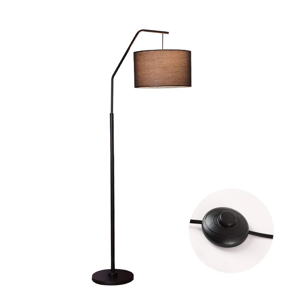 Modern Arc Floor Lamp with Fabric Lampshade - Adjustable Metal Standing Light for Reading, Living Room, Bedroom & Office - E27 Bulb Compatible - Perfect for Cozy Reading Nooks and Contemporary Home Decor