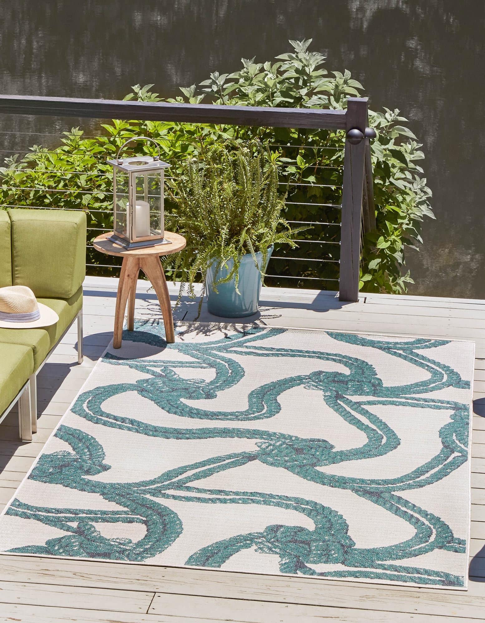 Unique Loom Outdoor Coastal Collection Area Rug - Tethered 5'3