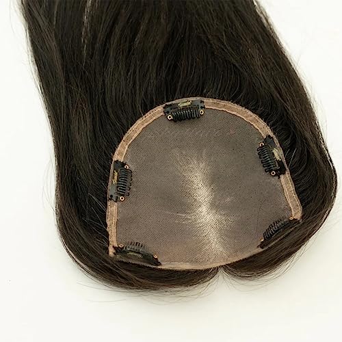 SkyHair 100% Human Hair Clip-In Extensions & Lace Hair Topper for Women - Natural Black, 4x4.5, 28 Inches - Add Volume & Length for Daily Styling, Special Occasions & Hair Loss Solutions