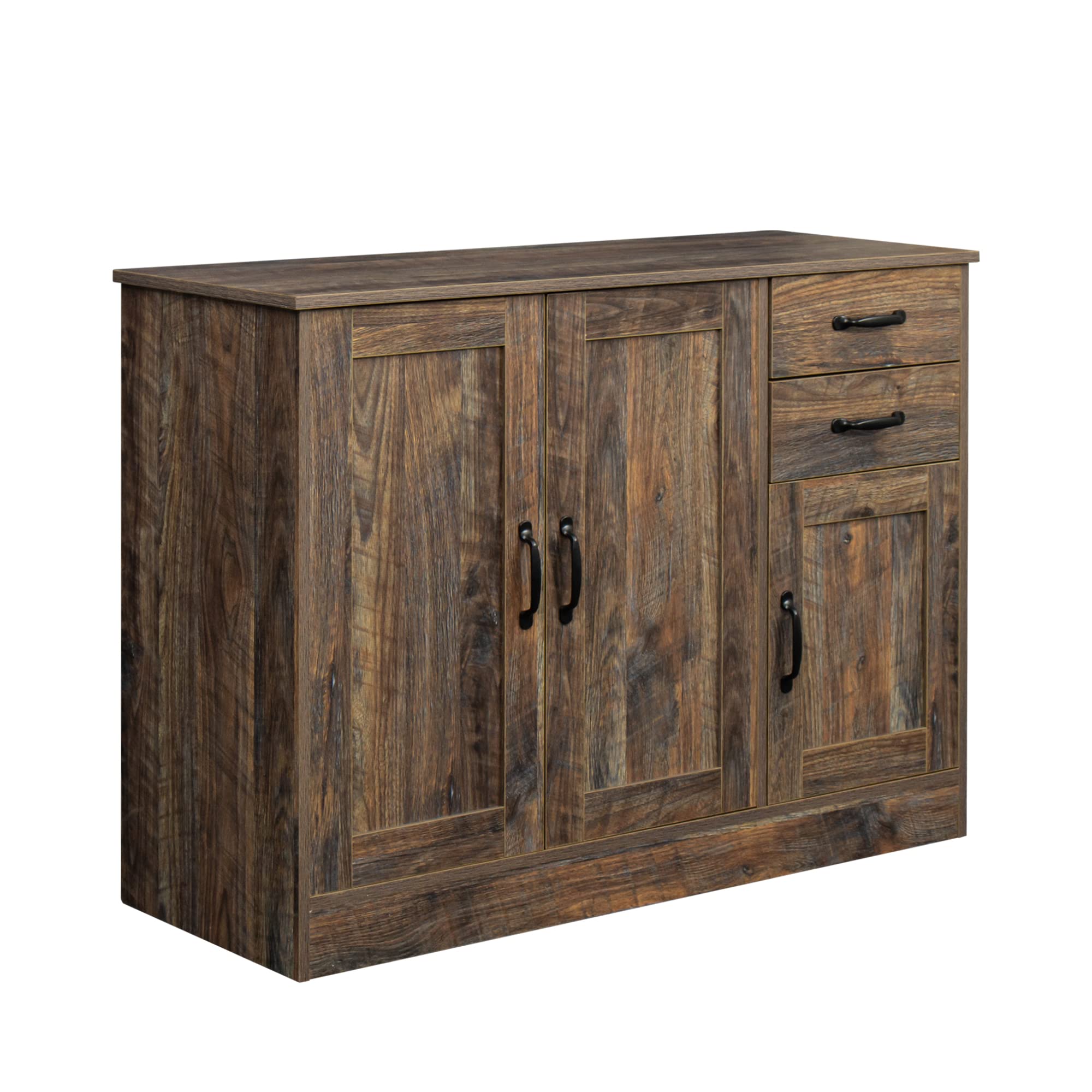 Modern Wood Buffet Sideboard with 2 Doors, 1 Storage Cabinet & 2 Drawers - Entryway Console Table for Dining Room, Living Room & Hallway Storage (Espresso)