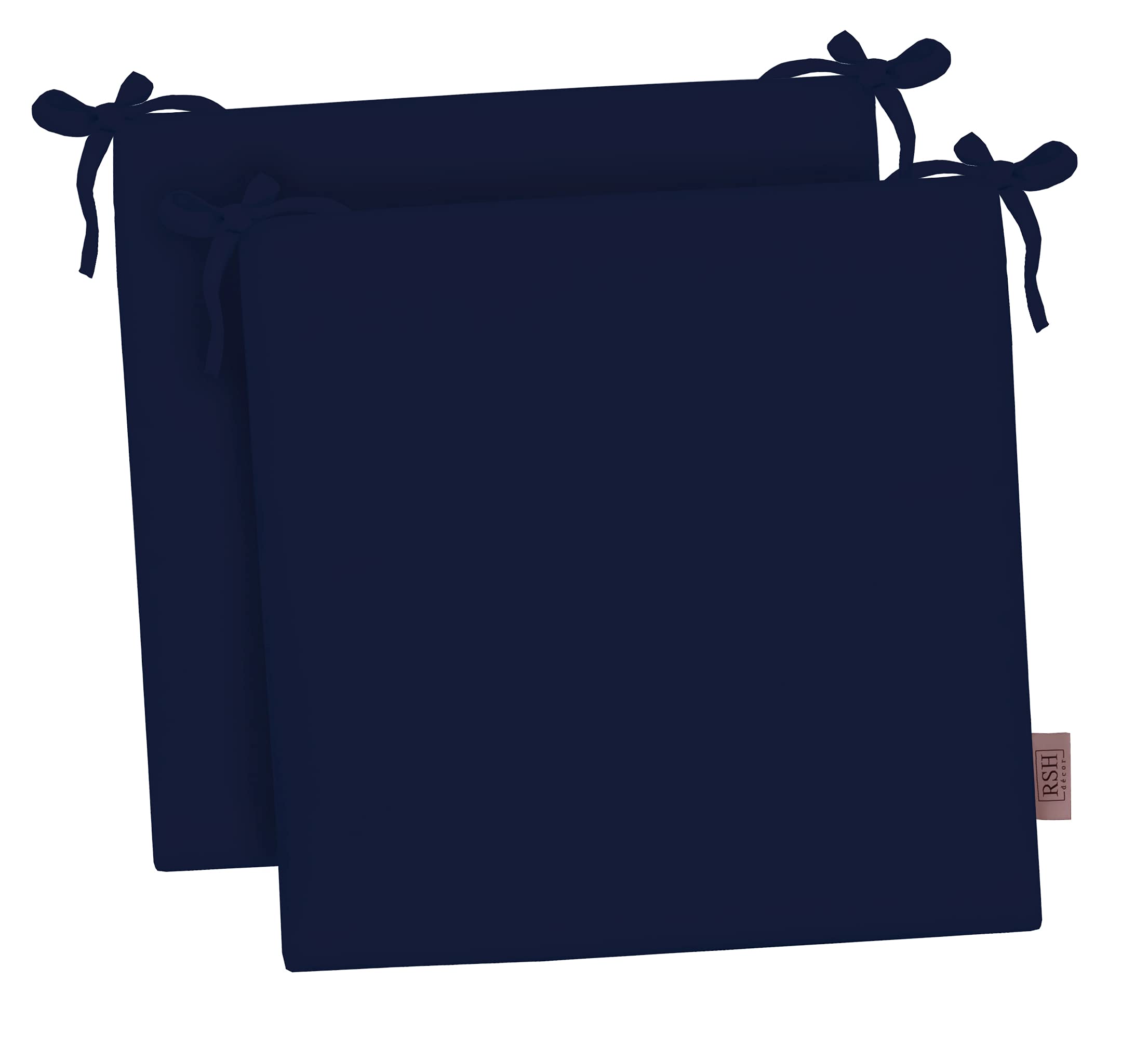 RSH Décor 2-Pack Foam Dining Chair Seat Cushions 19x19x3 Inch - Indoor/Outdoor Waterproof Tempotest Cushions for Patio, Kitchen, Dining Room - Classic Cobalt Blue (Set of 2)