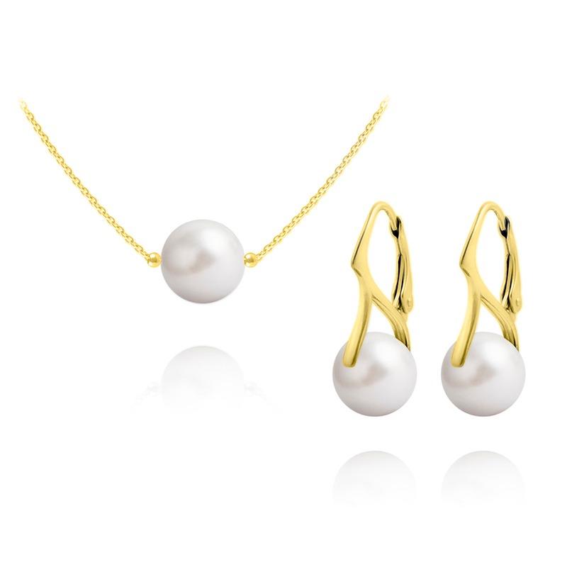 24K Gold and White Pearl Pendant Necklace Set for Women - Elegant Jewelry Gift for Birthday, Anniversary & Special Occasions