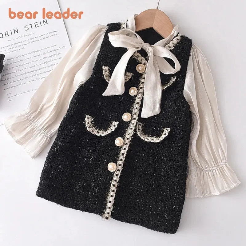 Bear Leader Girls Princess Patchwork Dress 2023 - New Fashion Party Costume with Bowtie for Kids Ages 2-7 Years | Perfect for Birthday Parties, Holidays & Special Occasions