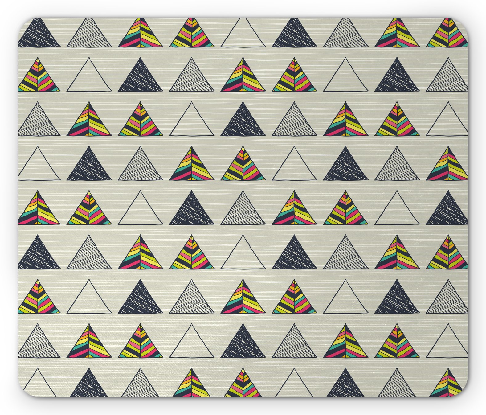 Ambesonne Geometric Mouse Pad - Abstract Hand Drawn Triangle Design, Minimalist Modern Boho Style Non-Slip Rubber Mousepad, Standard Size Rectangle Computer Desk Accessory - Perfect for Office, Gaming & Home Workspace
