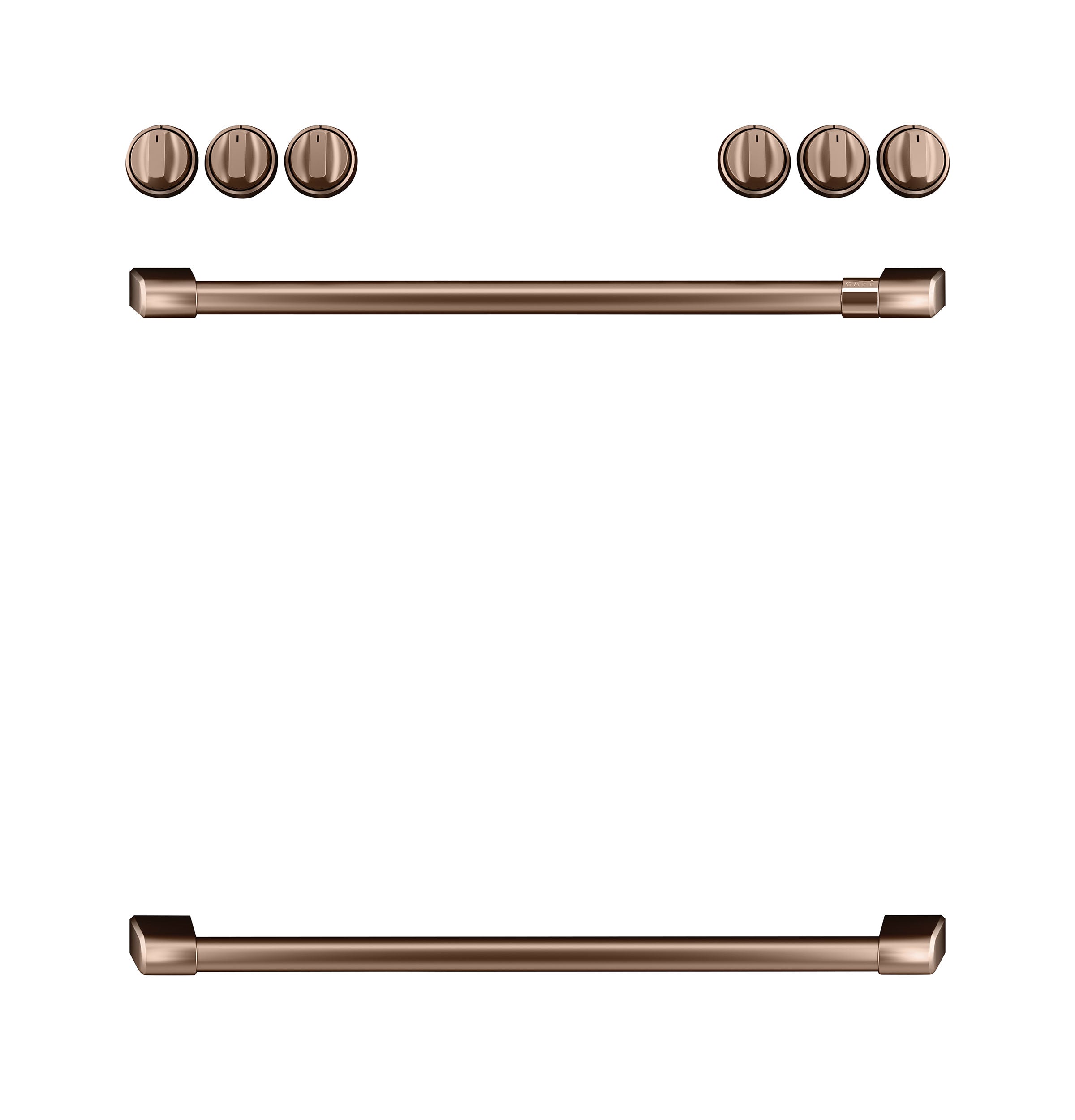 Brushed Copper Gas Stove Knobs and Handles Set - Front Control Kitchen Cabinet Hardware for Modern Homes | Perfect for Gas Range, Oven, and Appliance Upgrades