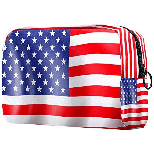 USA Flag Cosmetic Bag - Waterproof Makeup Pouch & Travel Toiletry Organizer for Women | Portable Cosmetic Case for Travel, Gym, Beach & Daily Use