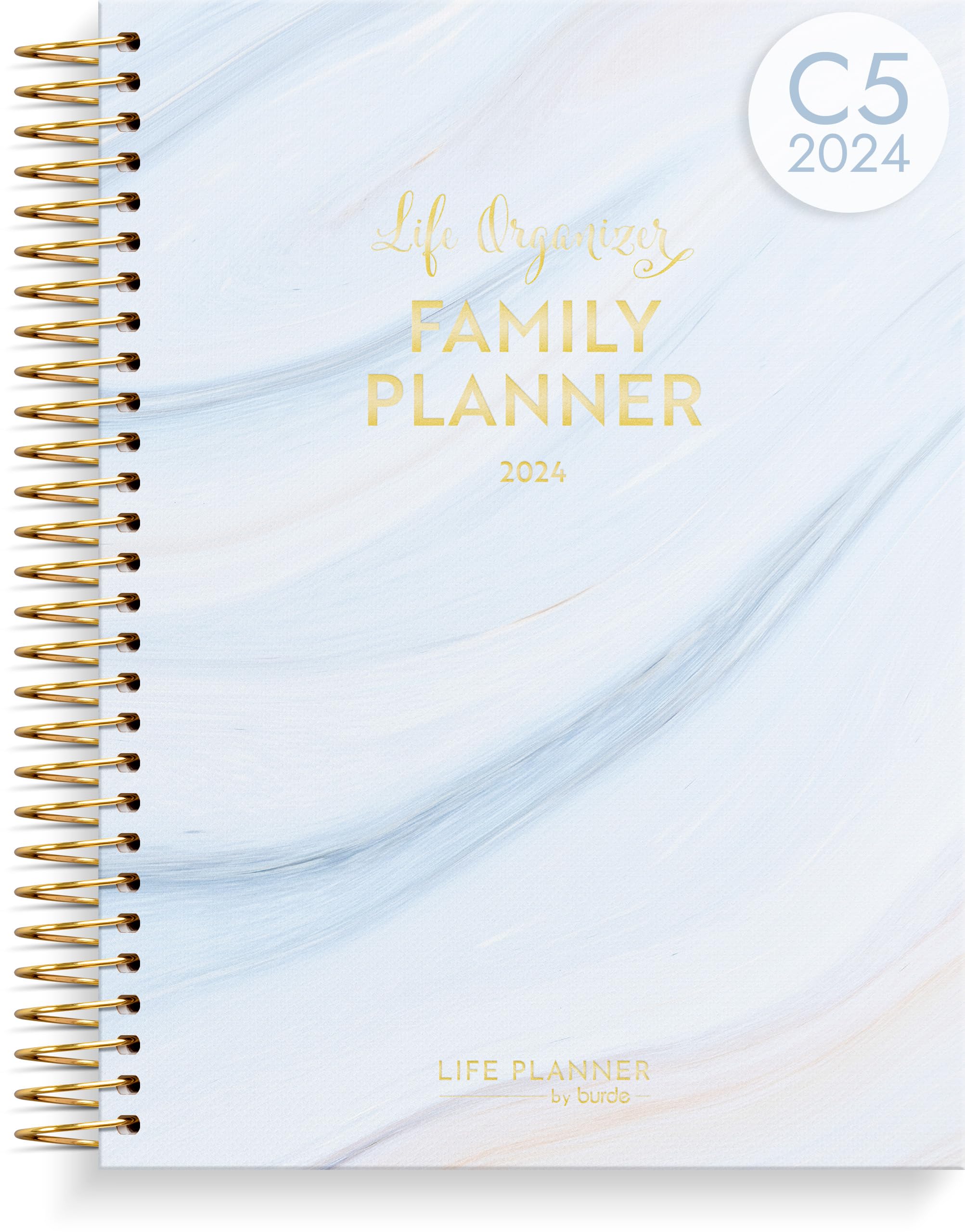 Burde Planner 2024-2025 - Spiral Bound Daily Weekly Monthly Organizer - 9x6.4 Inch Hardcover Life & Family Planner (Jan 1, 2024 to Jan 5, 2025) - Perfect for Work, School, Home & Goal Tracking